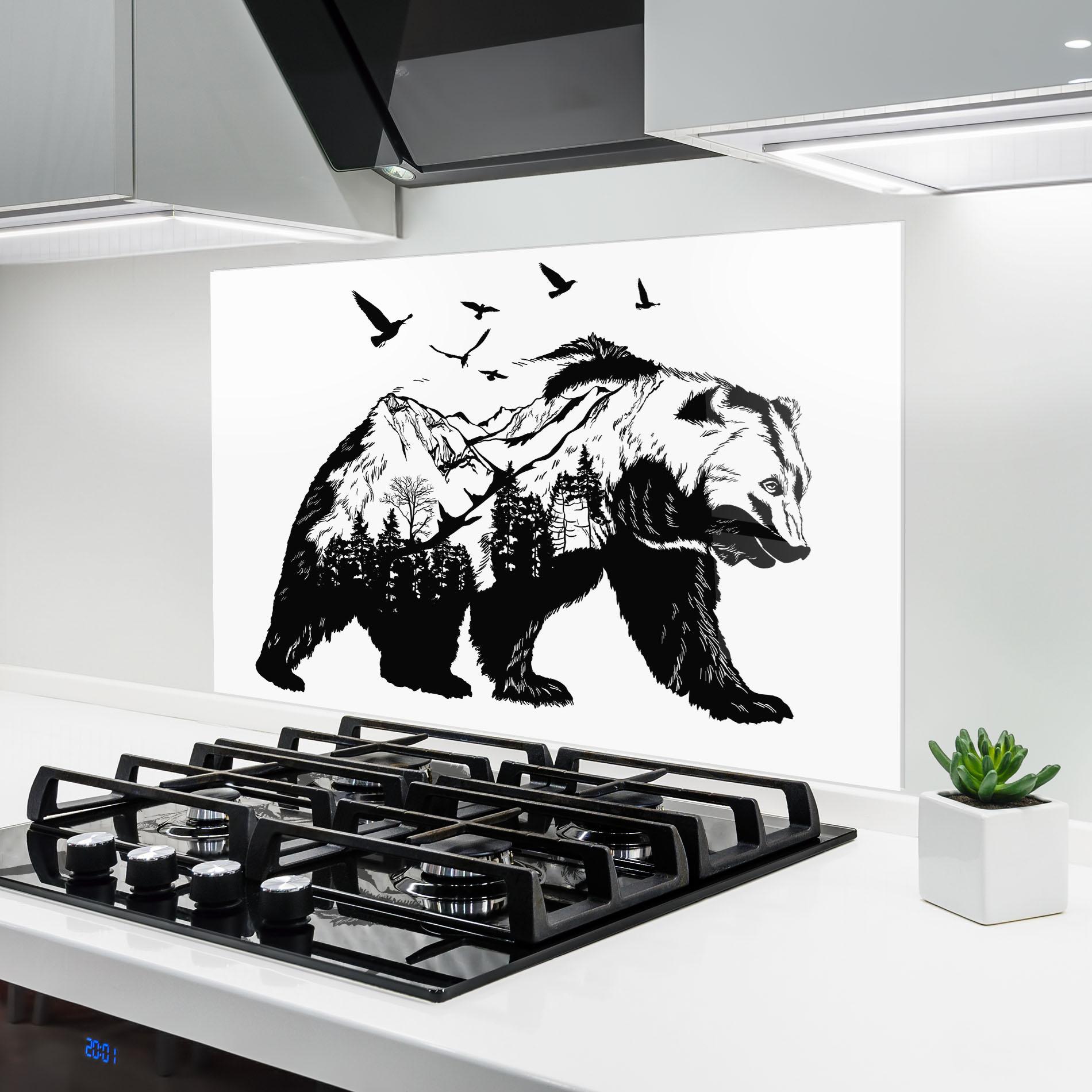 Стъклен панел за кухня Mountain Bear mockup 6