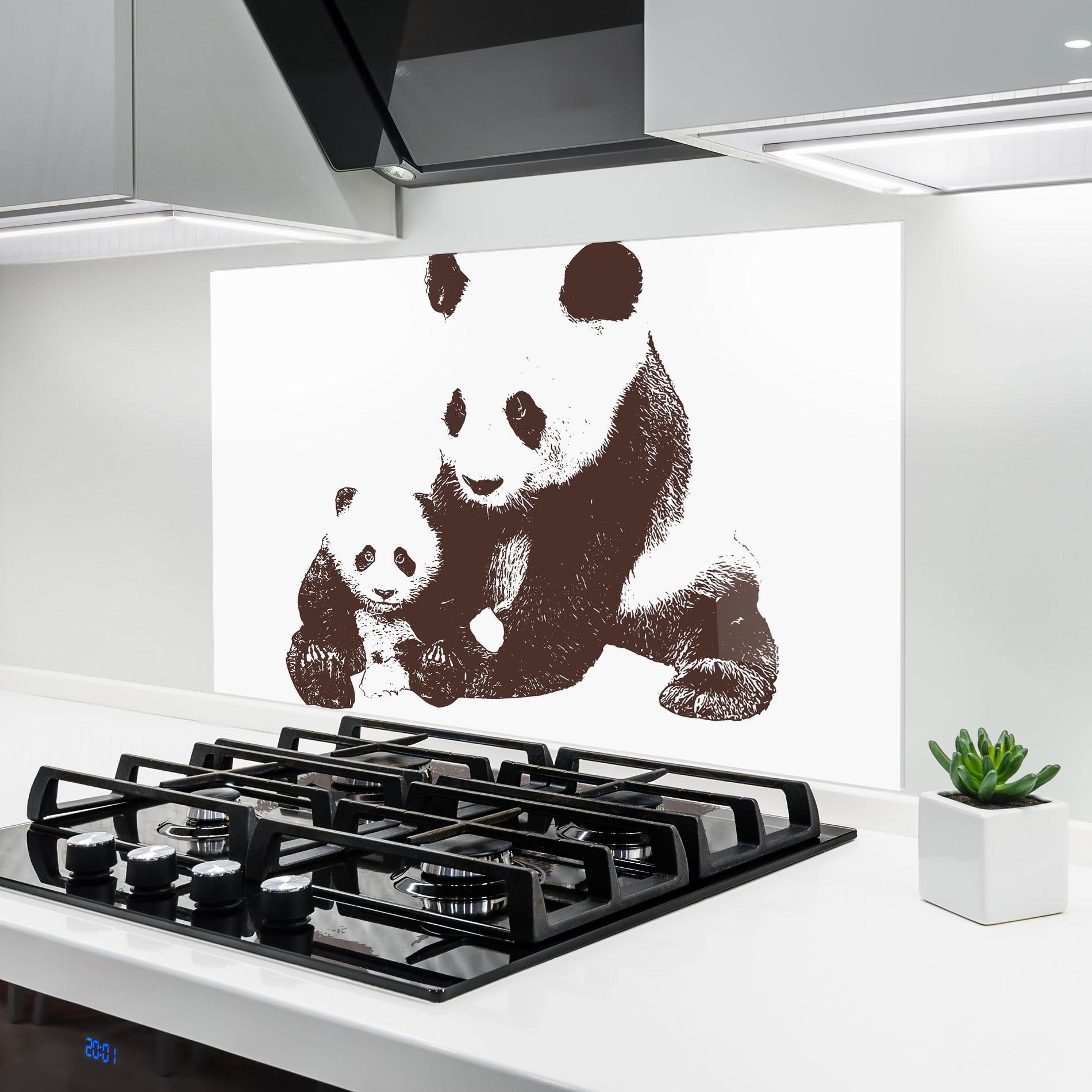 Стъклен панел за кухня Panda Art Family mockup 6