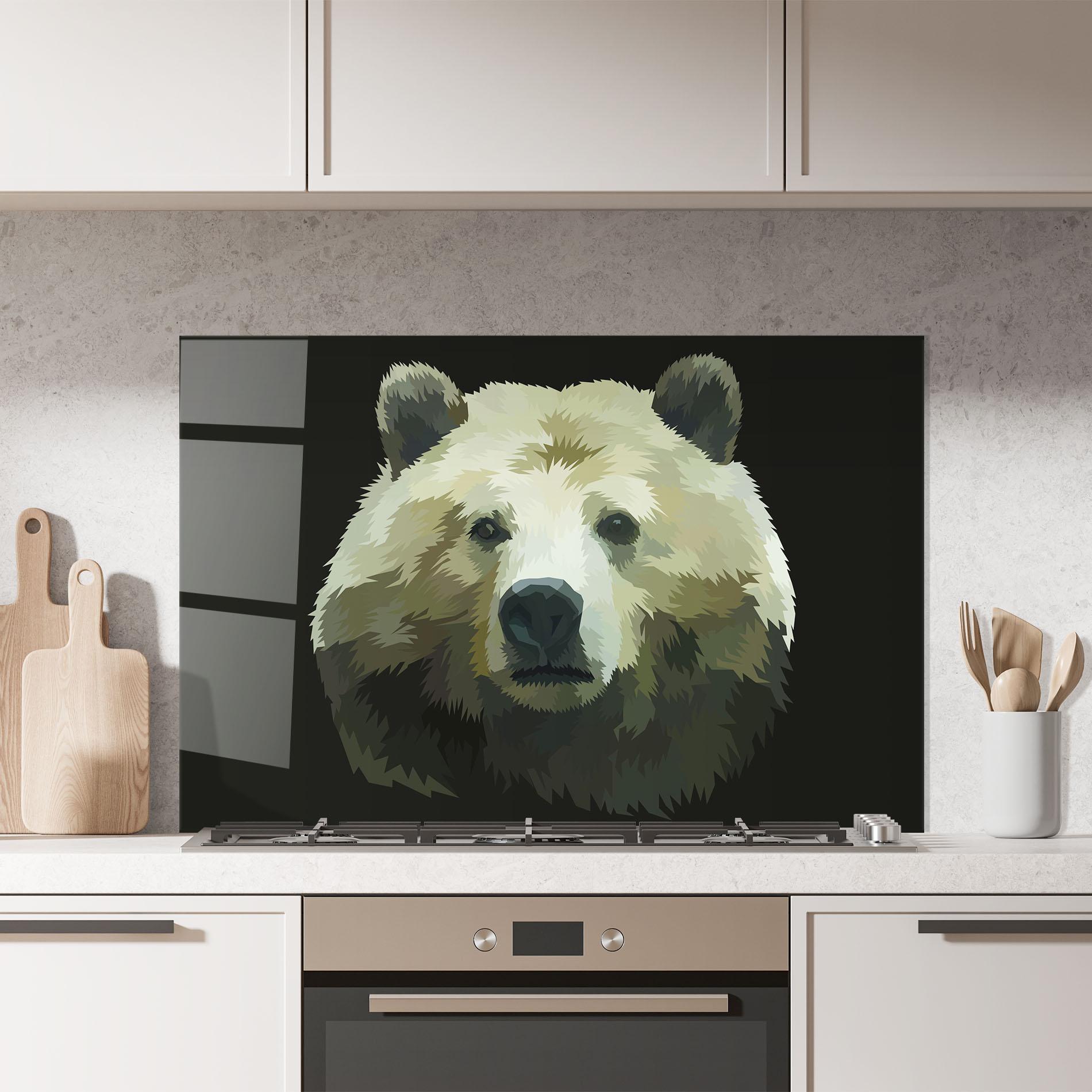 Стъклен панел за кухня Brown Bear Head mockup 7
