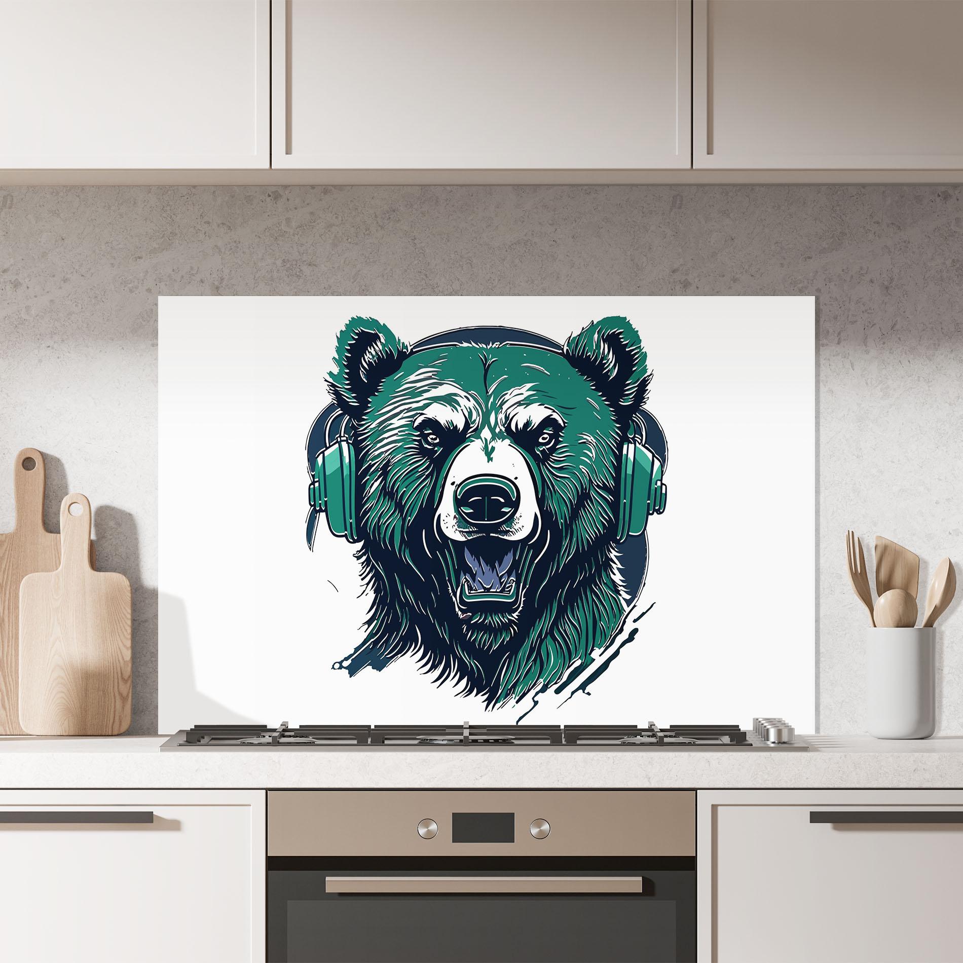 Стъклен панел за кухня Green Music Bear mockup 7
