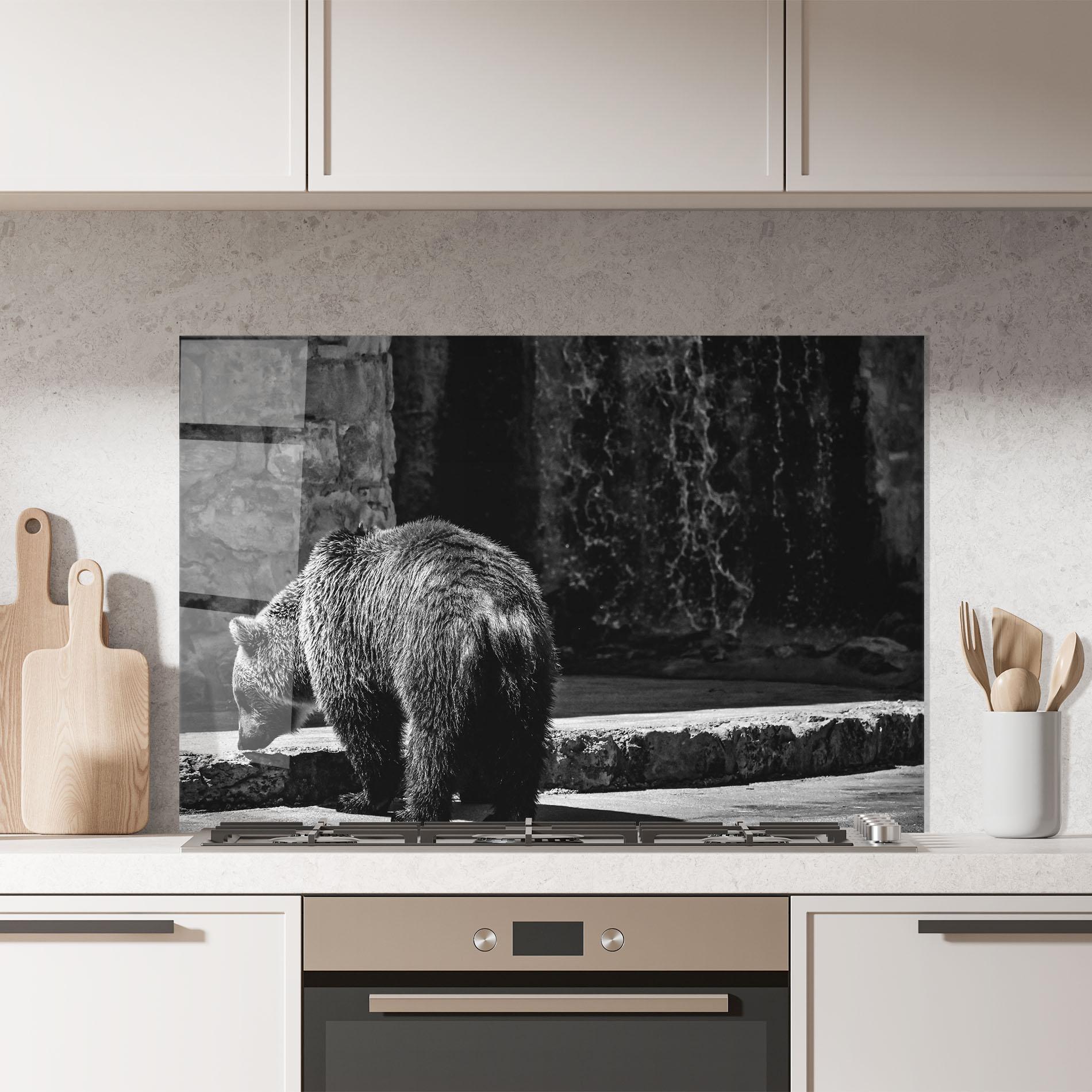 Стъклен панел за кухня Grey Bear mockup 7