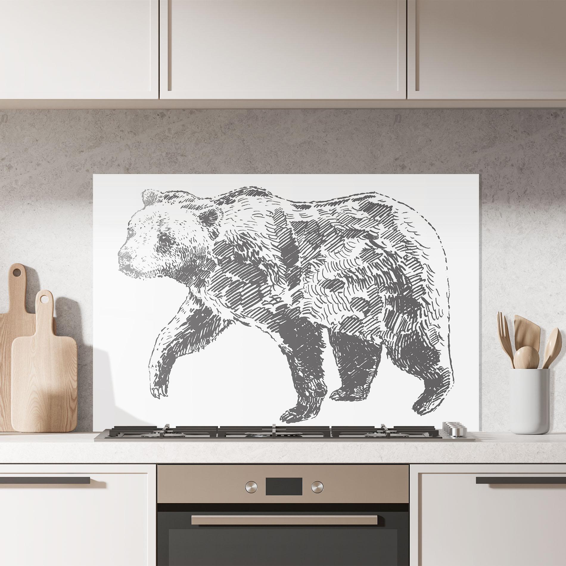 Стъклен панел за кухня Grizzly Shilouette mockup 7