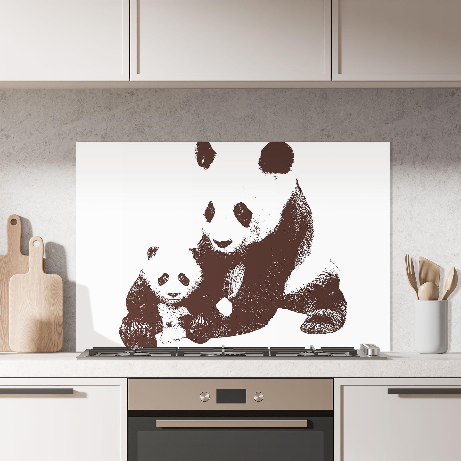 Стъклен панел за кухня Panda Art Family mockup 7