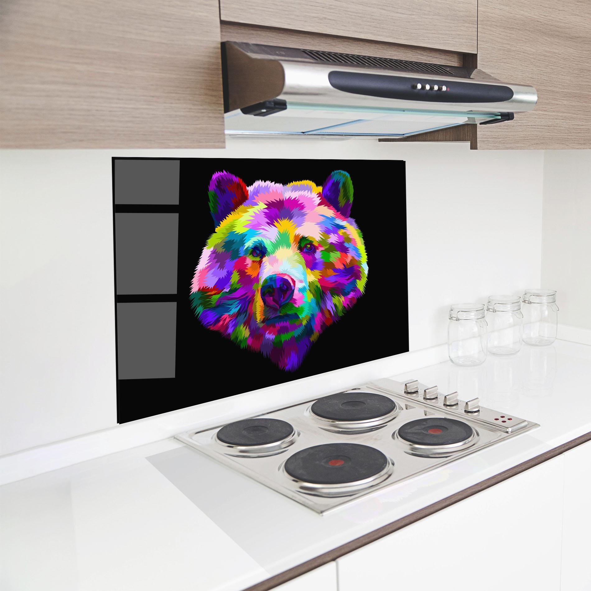 Стъклен панел за кухня Bear Head Art mockup 8