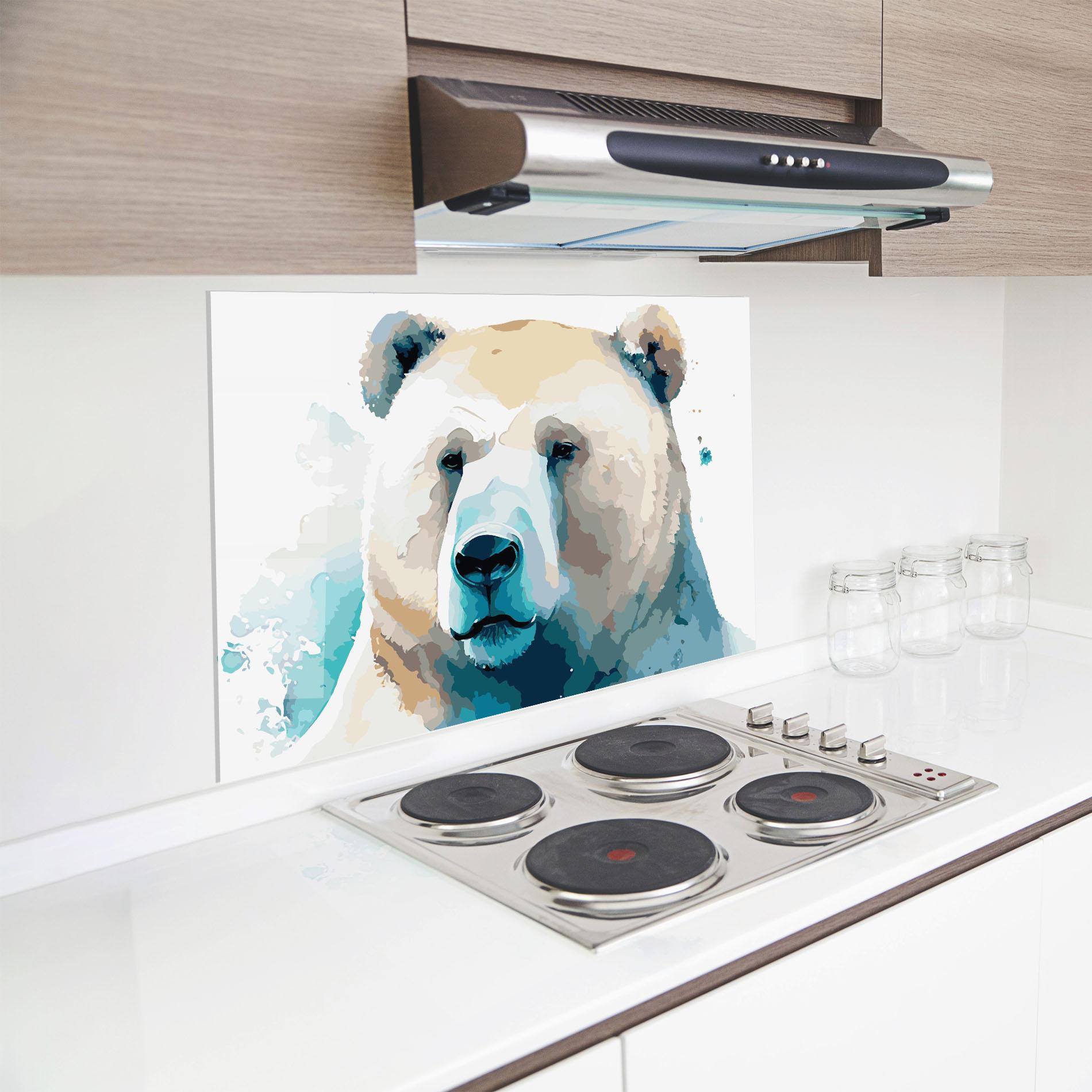 Стъклен панел за кухня Big Watercolor Bear mockup 8