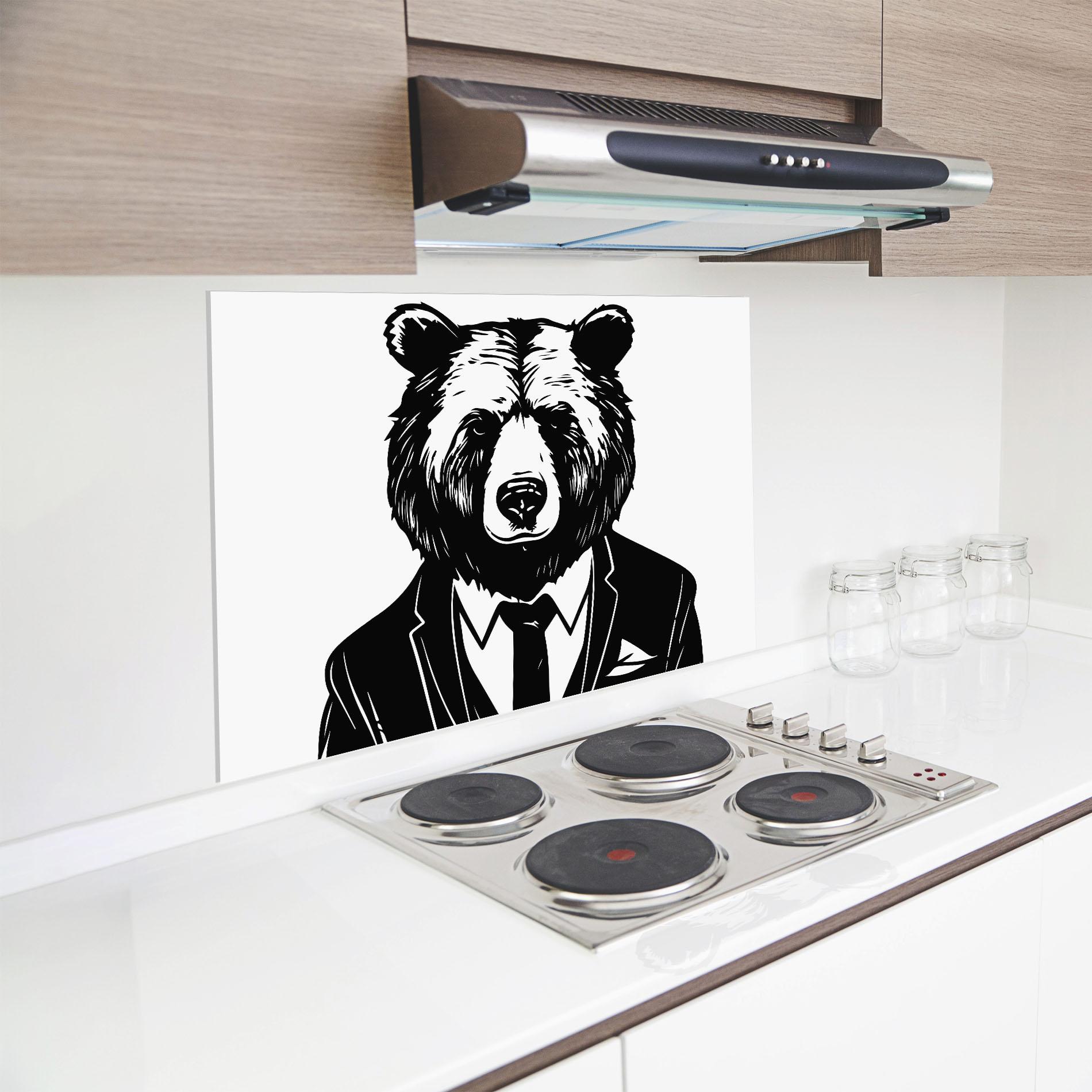 Стъклен панел за кухня Business Bear mockup 8