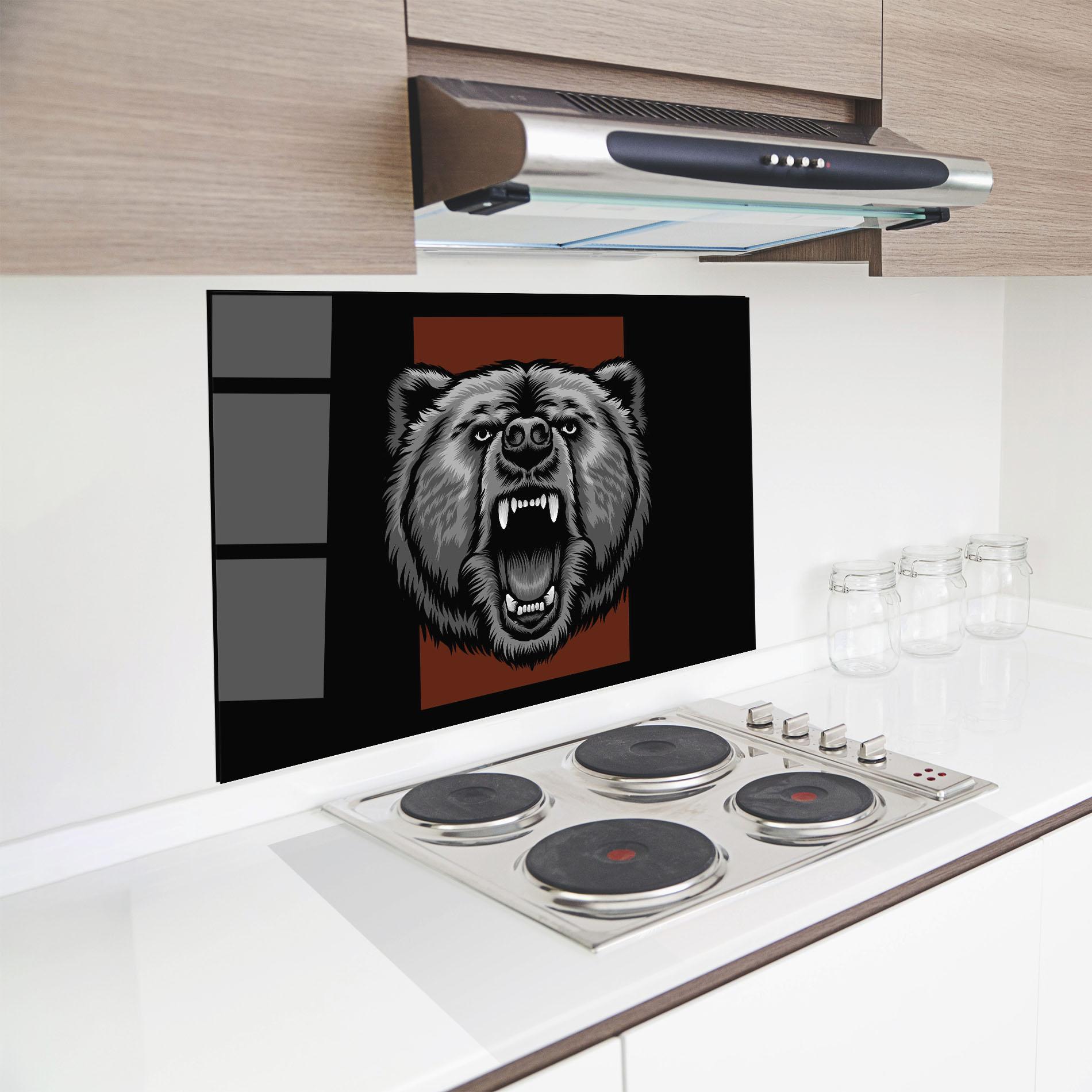 Стъклен панел за кухня Grey Bear Head mockup 8
