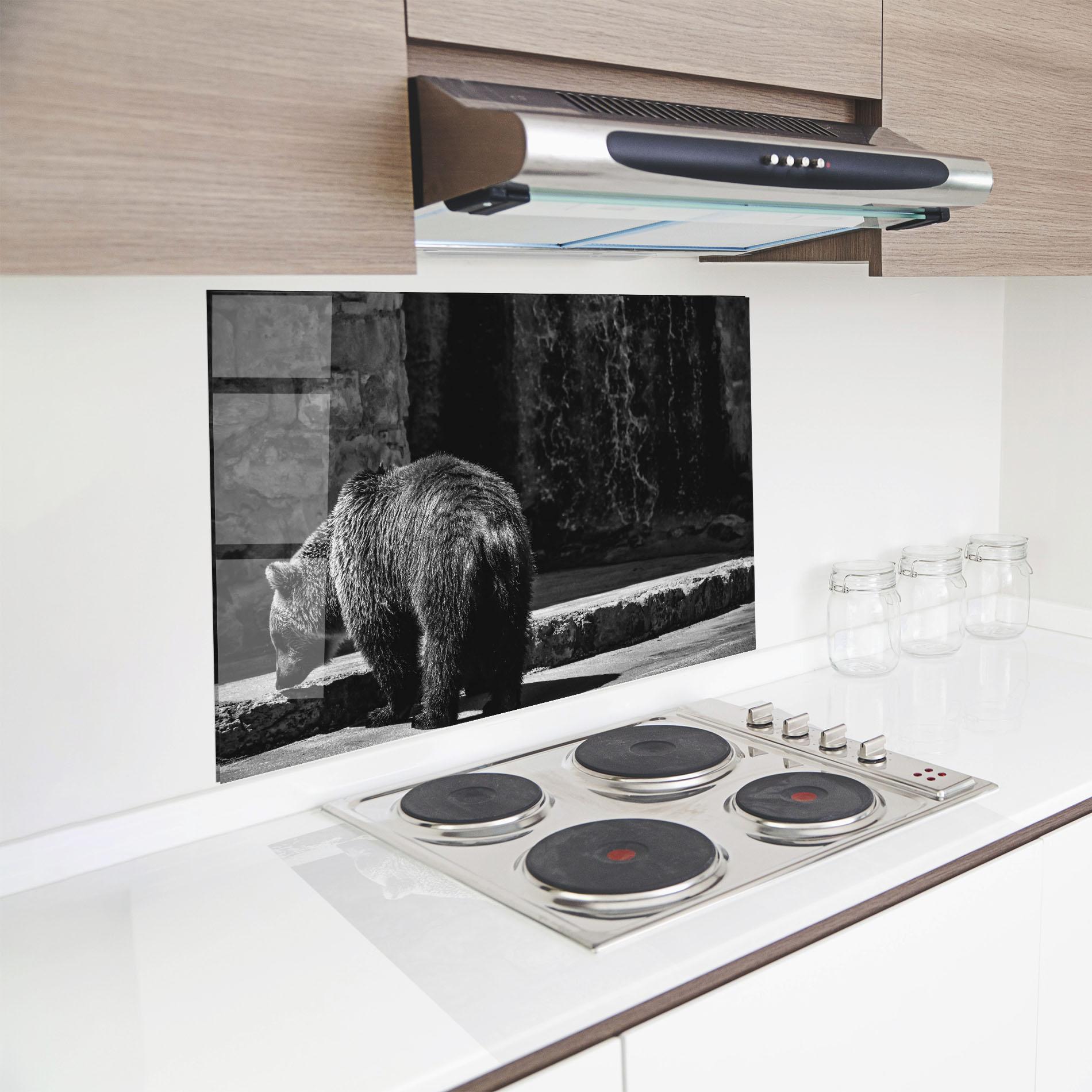 Стъклен панел за кухня Grey Bear mockup 8