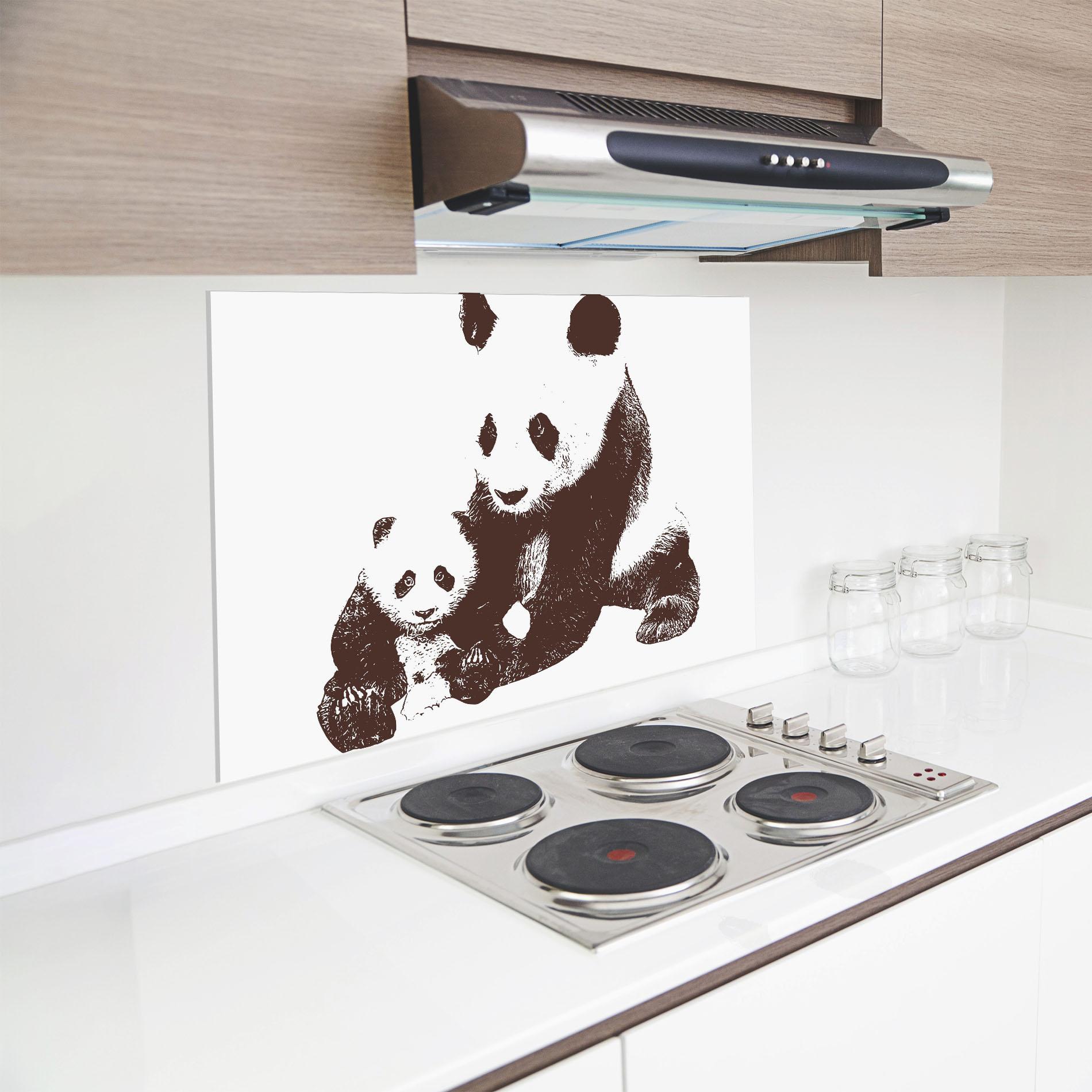 Стъклен панел за кухня Panda Art Family mockup 8