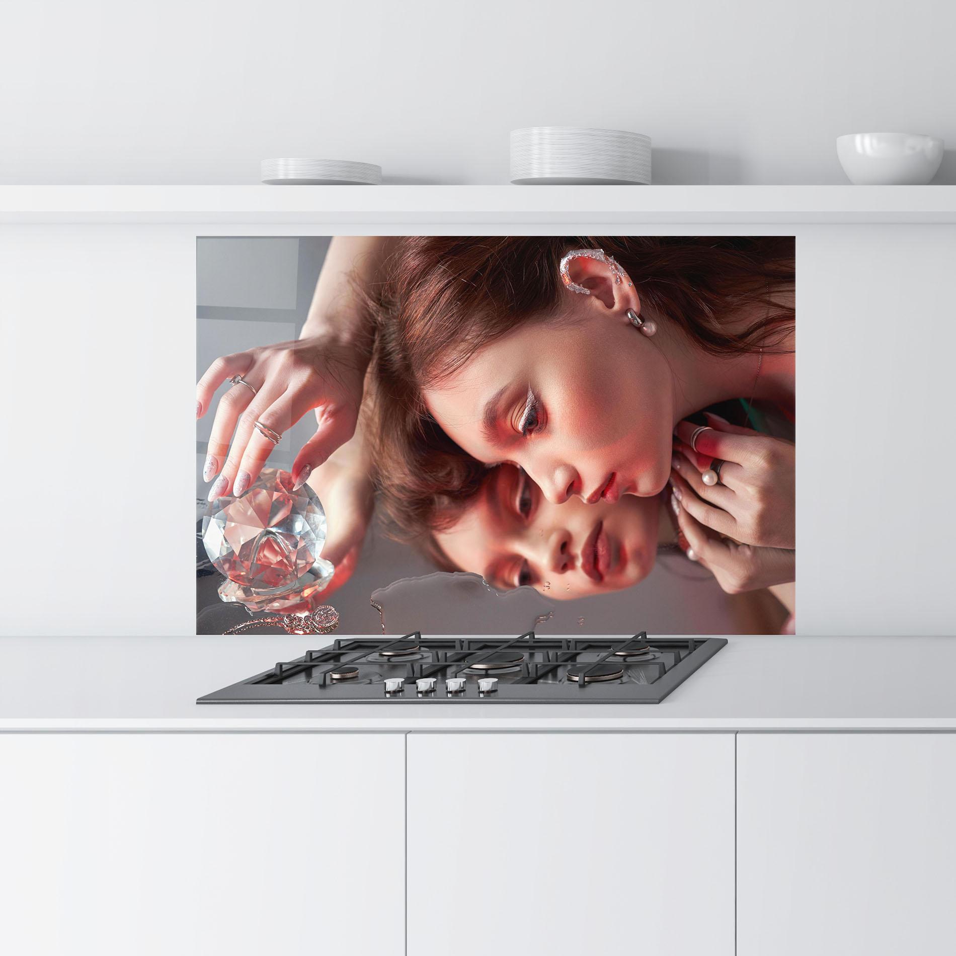 Стъклен панел за кухня Big Diamond Hand mockup 9