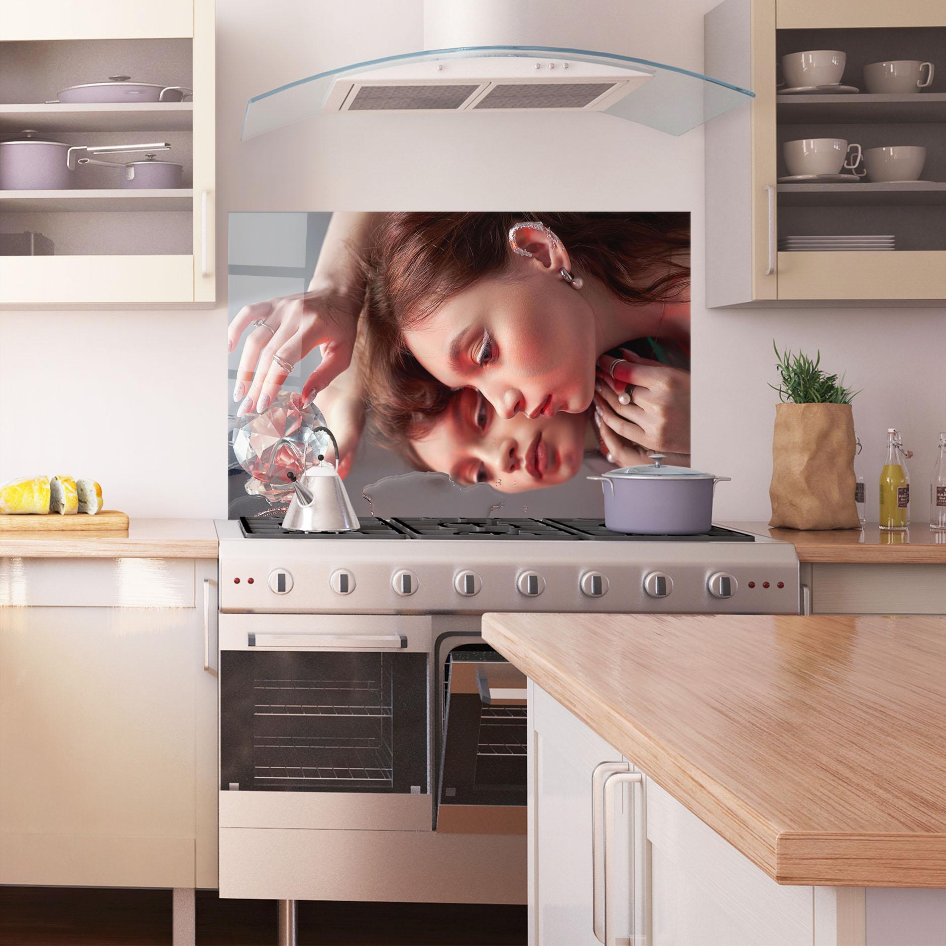 Стъклен панел за кухня Big Diamond Hand mockup 1