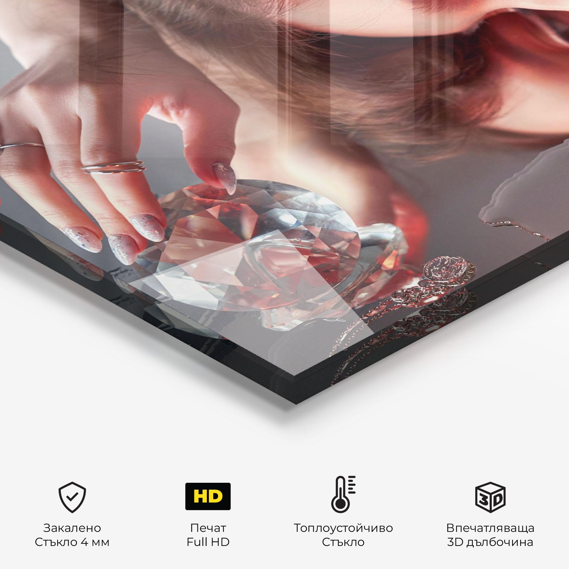 Стъклен панел за кухня Big Diamond Hand mockup 2