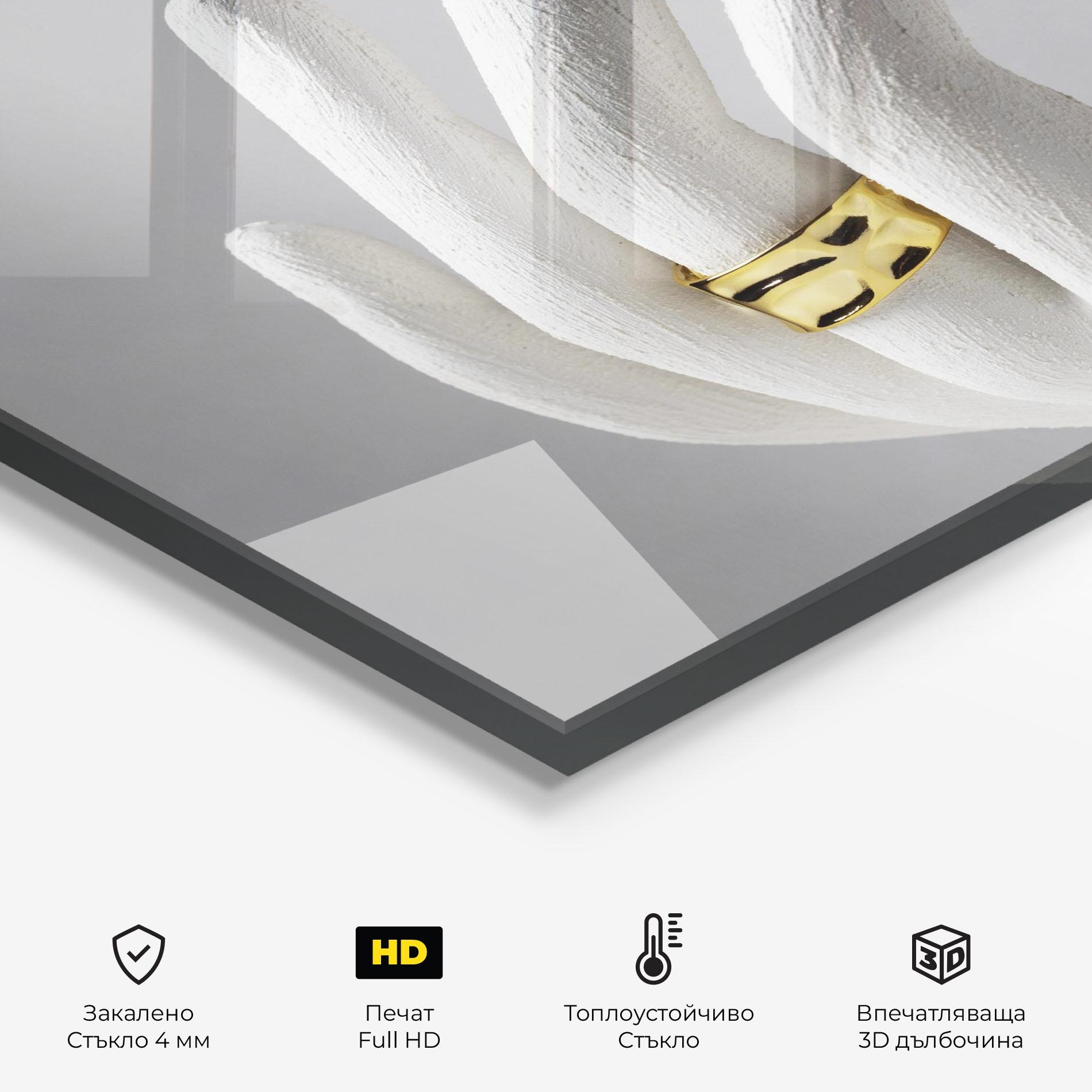 Стъклен панел за кухня Stand Display Rings mockup 2