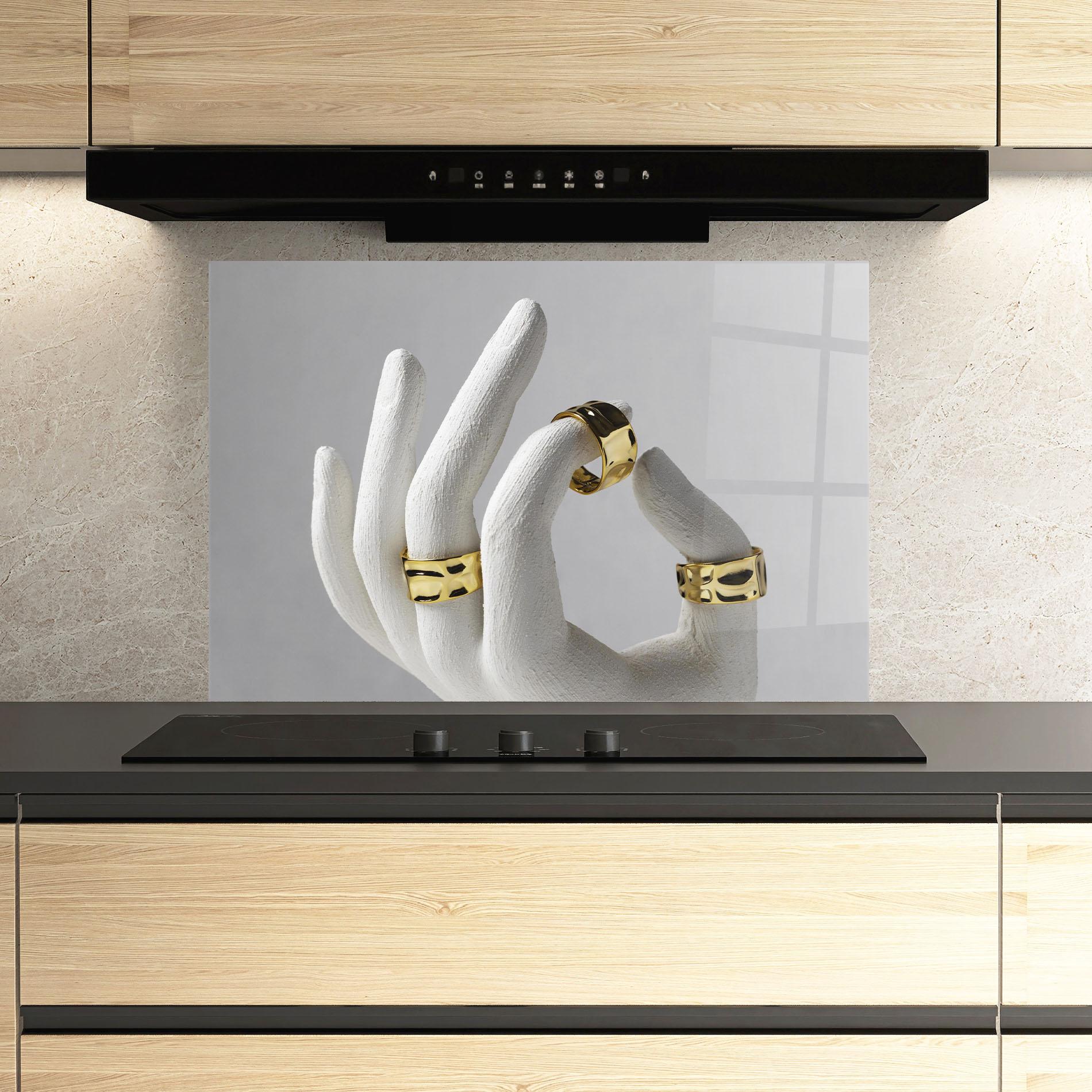 Стъклен панел за кухня Stand Display Rings mockup 3