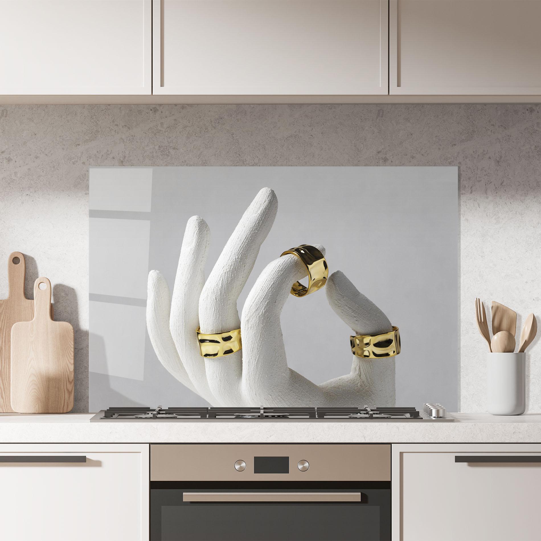 Стъклен панел за кухня Stand Display Rings mockup 7