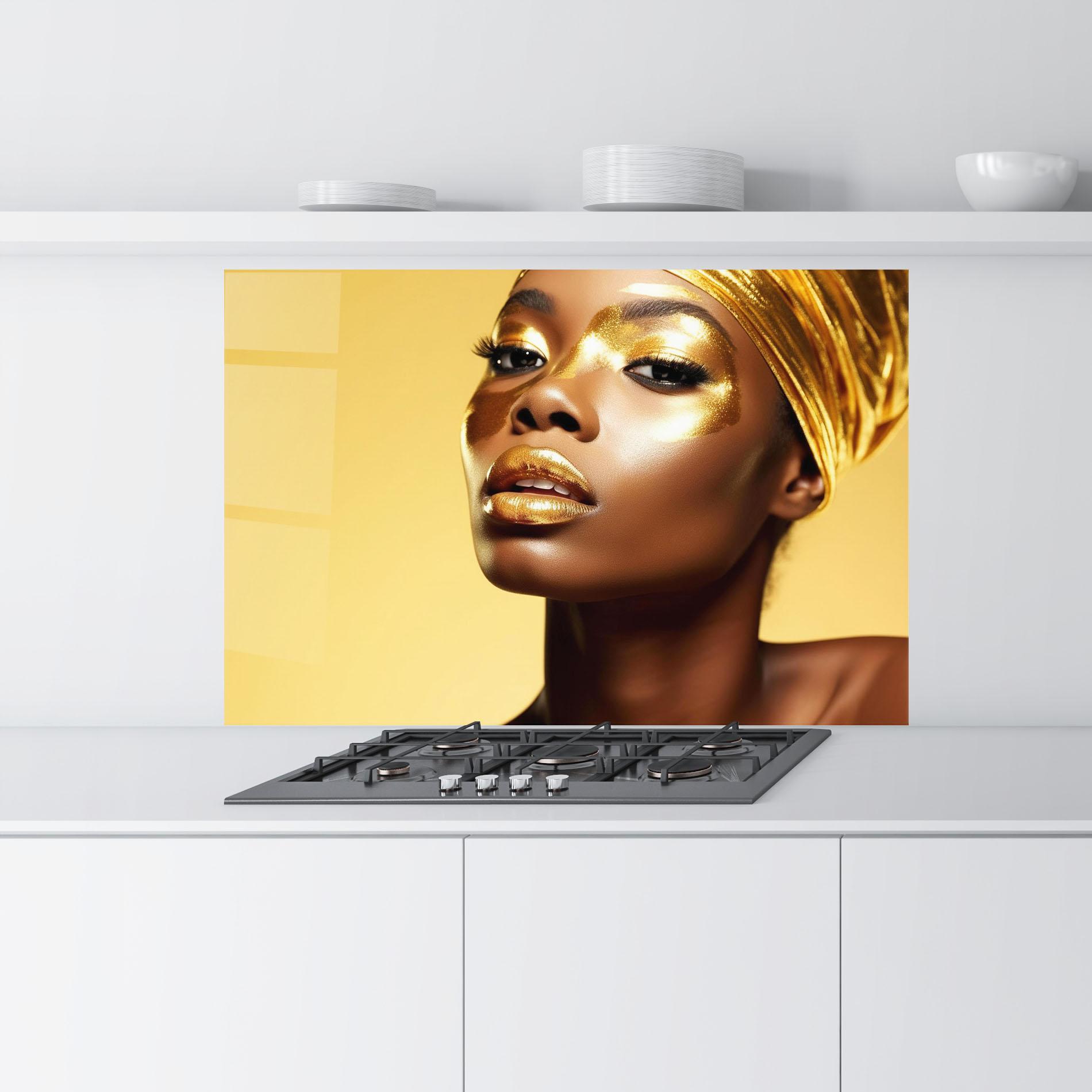 Стъклен панел за кухня Gold Headdress mockup 9