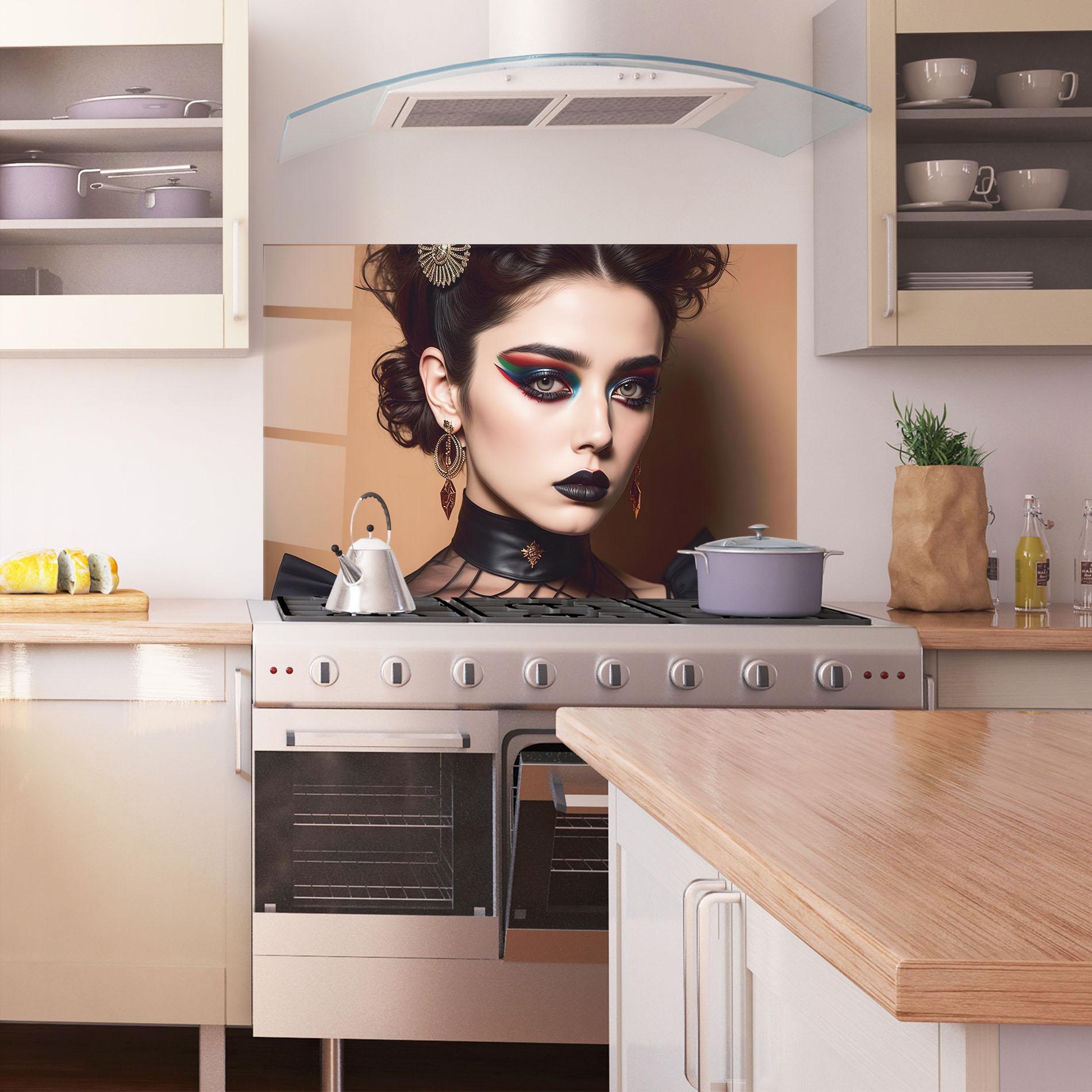 Стъклен панел за кухня Black Lips Makeup mockup 1