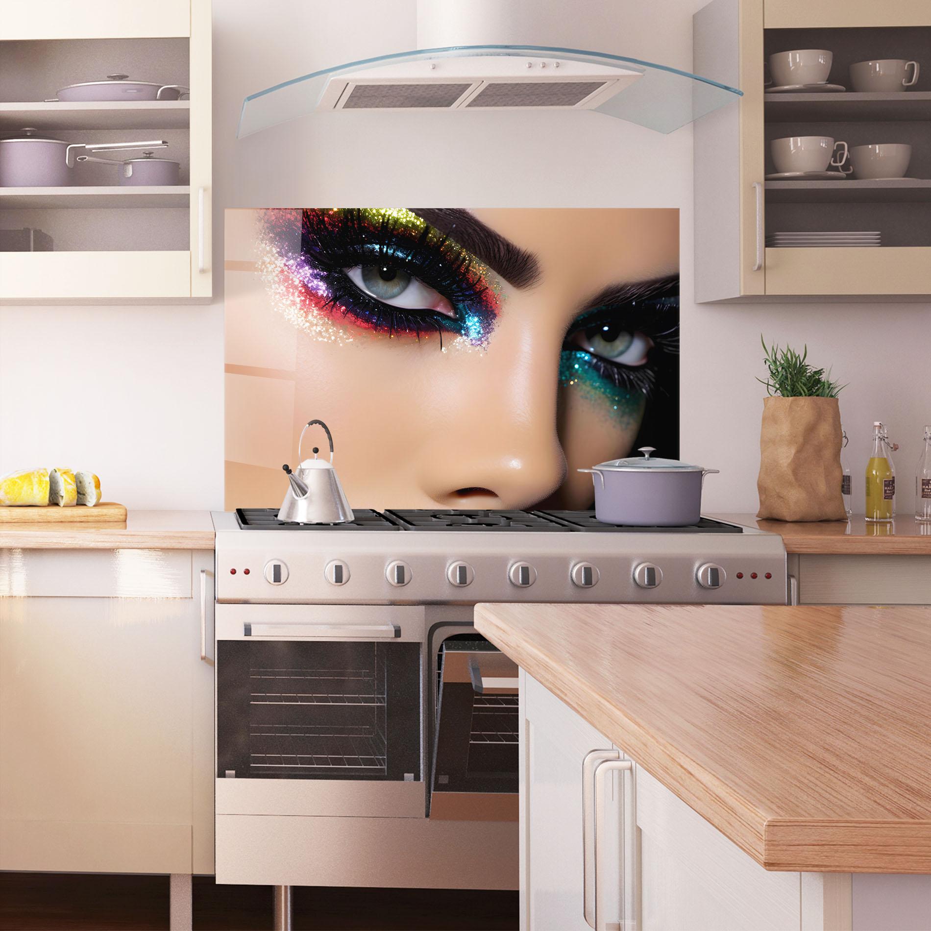Стъклен панел за кухня Feminine Makeup Model mockup 1