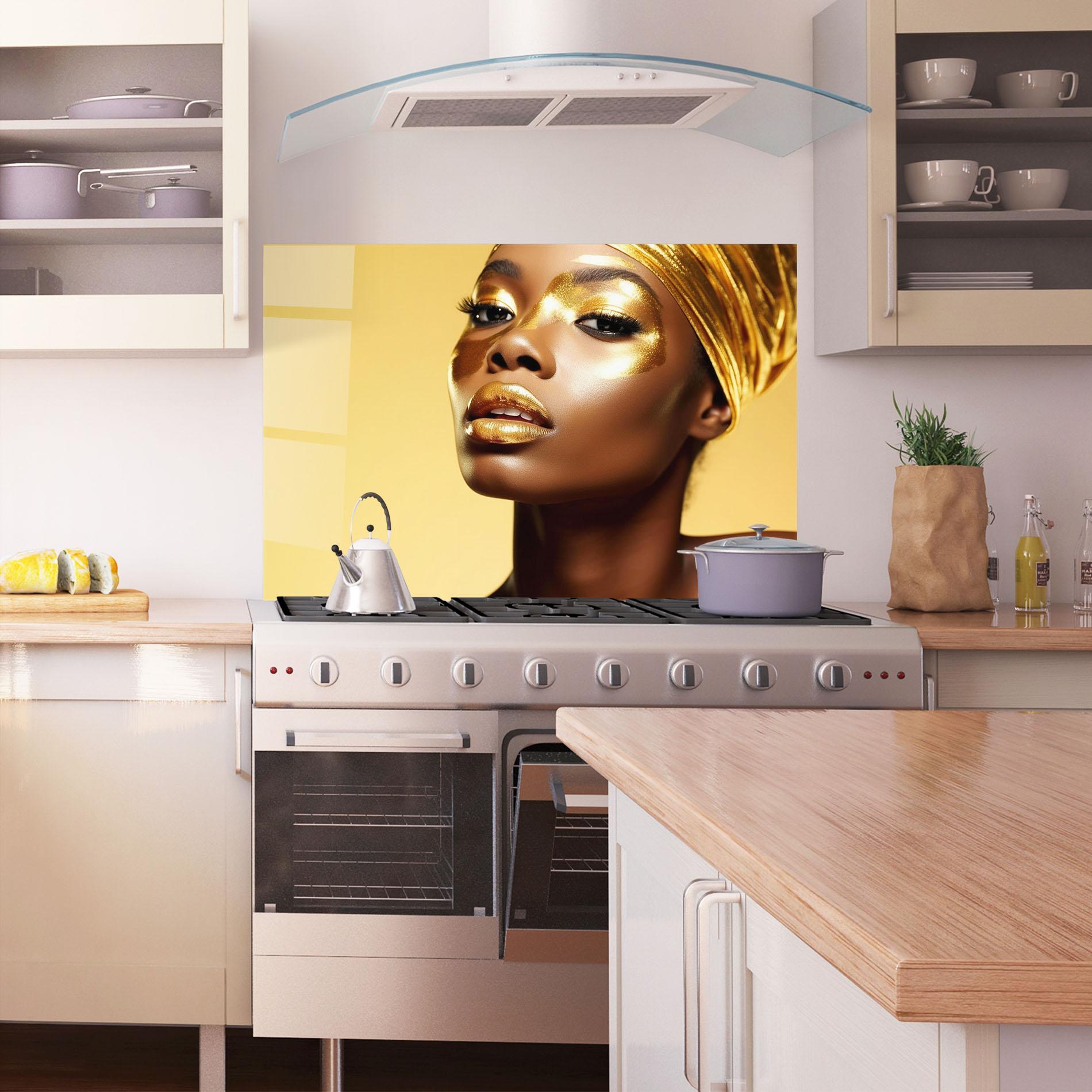 Стъклен панел за кухня Gold Headdress mockup 1