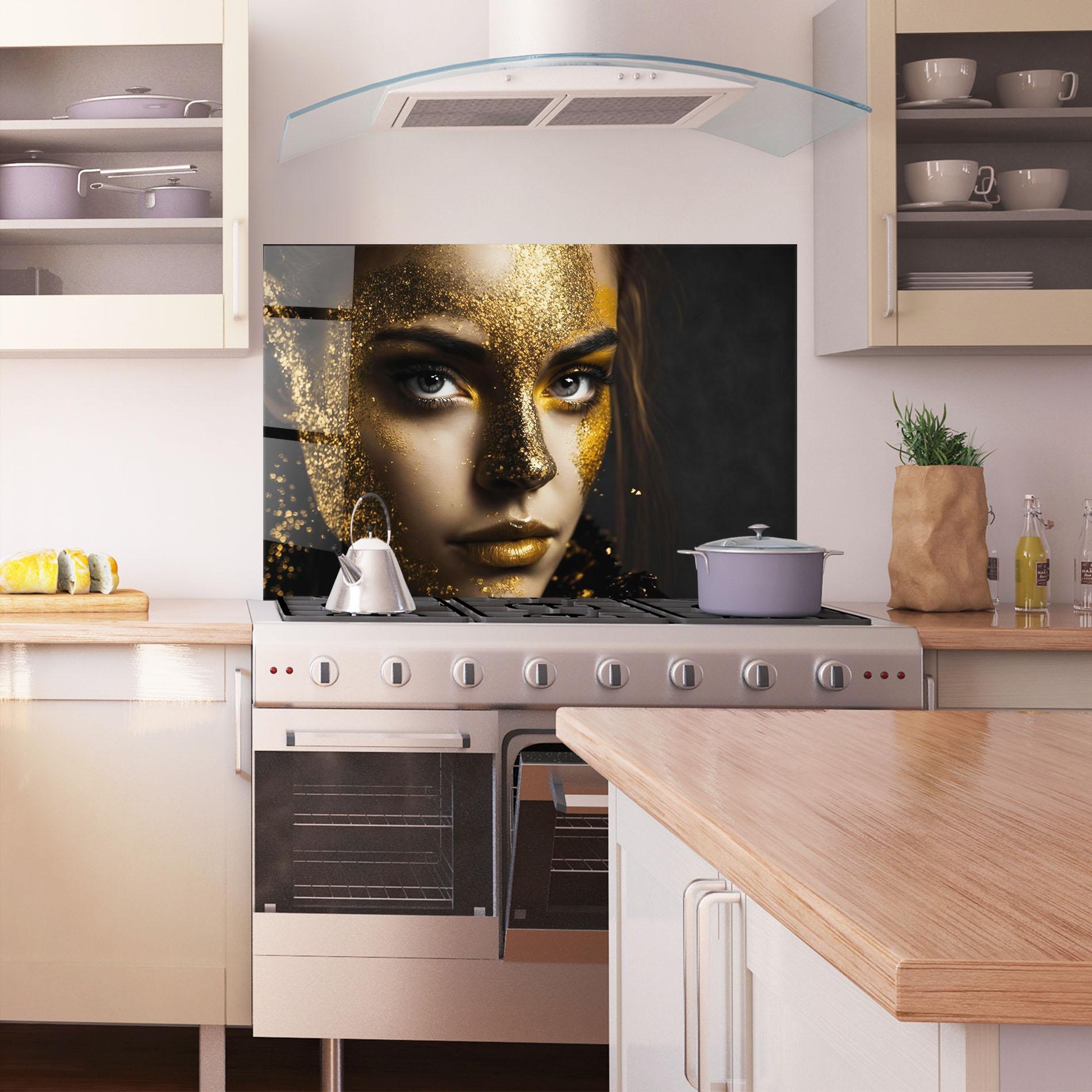 Стъклен панел за кухня Grey Cat Eye Makeup mockup 1