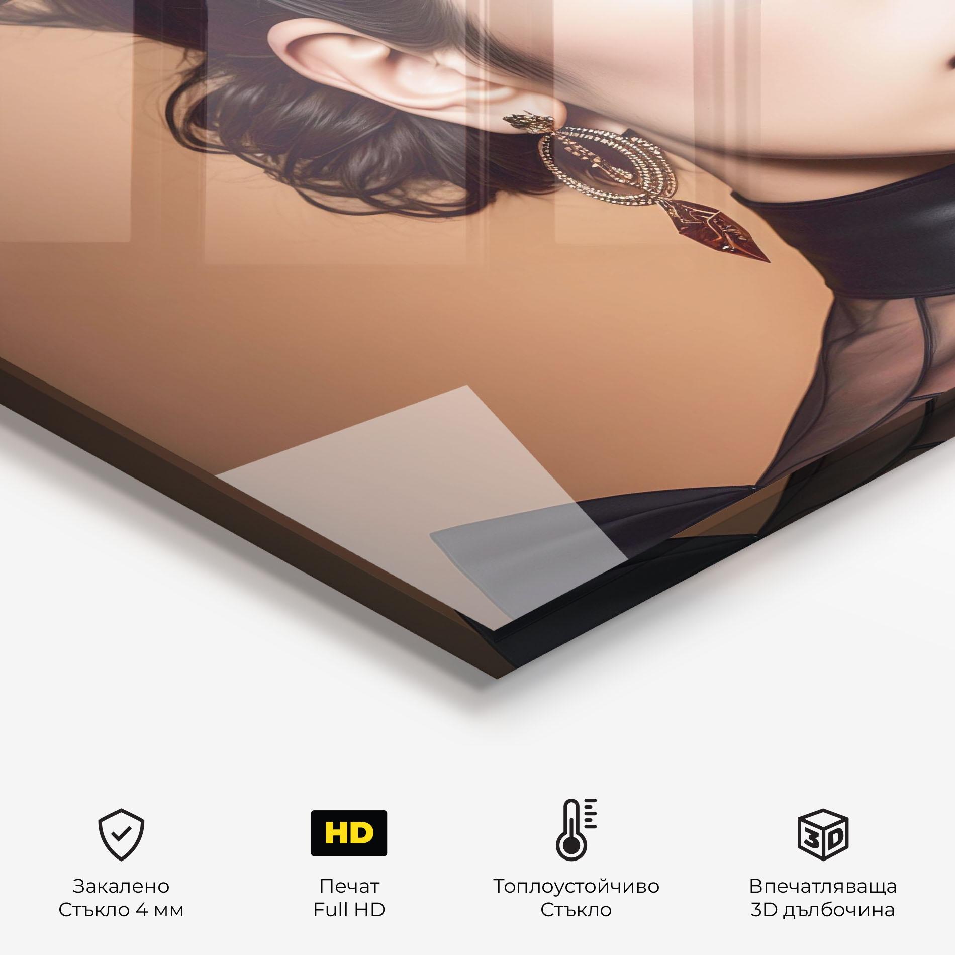 Стъклен панел за кухня Black Lips Makeup mockup 2