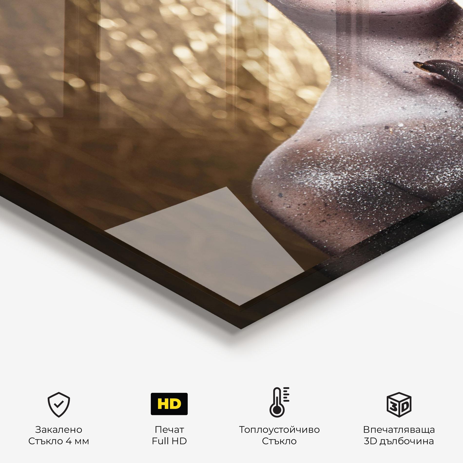 Стъклен панел за кухня Gold Artistic Makeup mockup 2