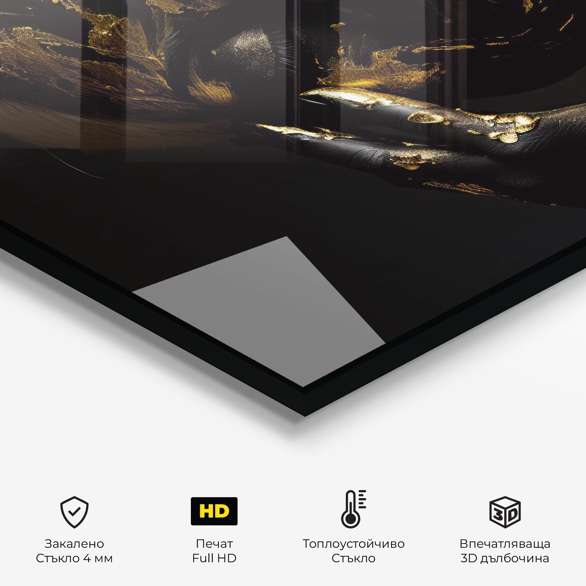 Стъклен панел за кухня Gold Makeup On Black mockup 2