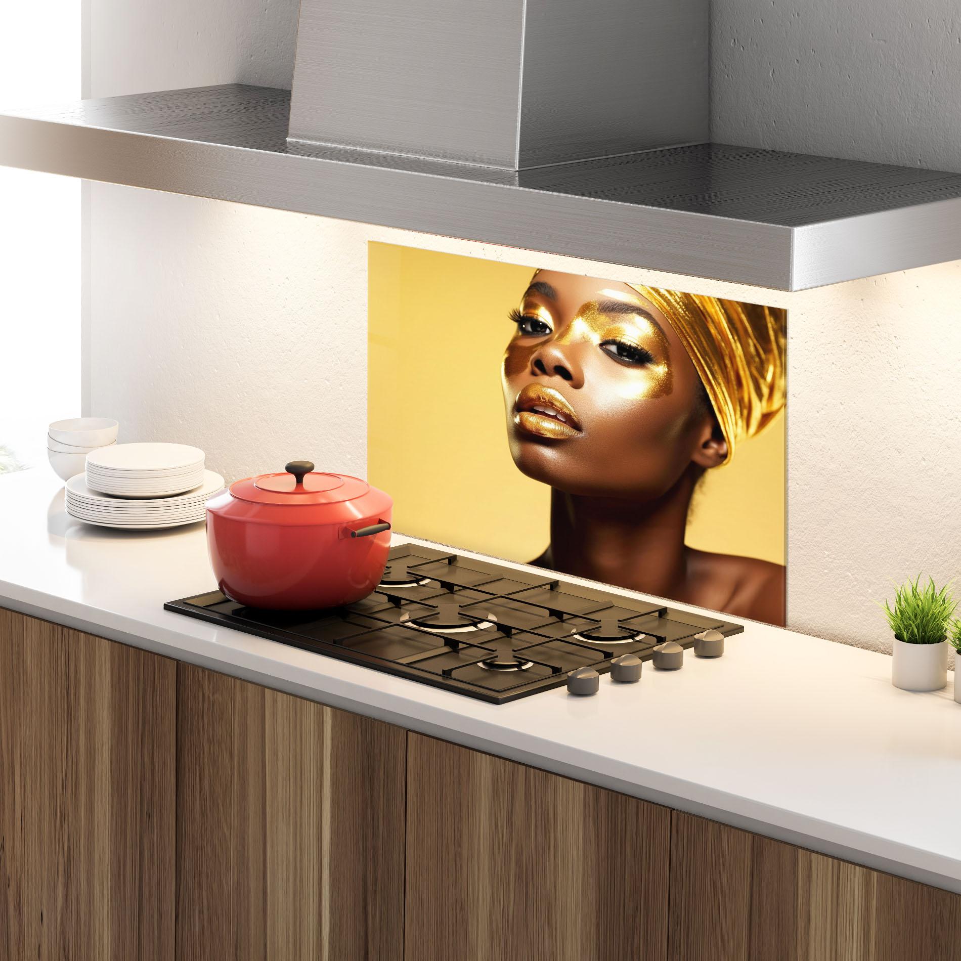 Стъклен панел за кухня Gold Headdress mockup 4