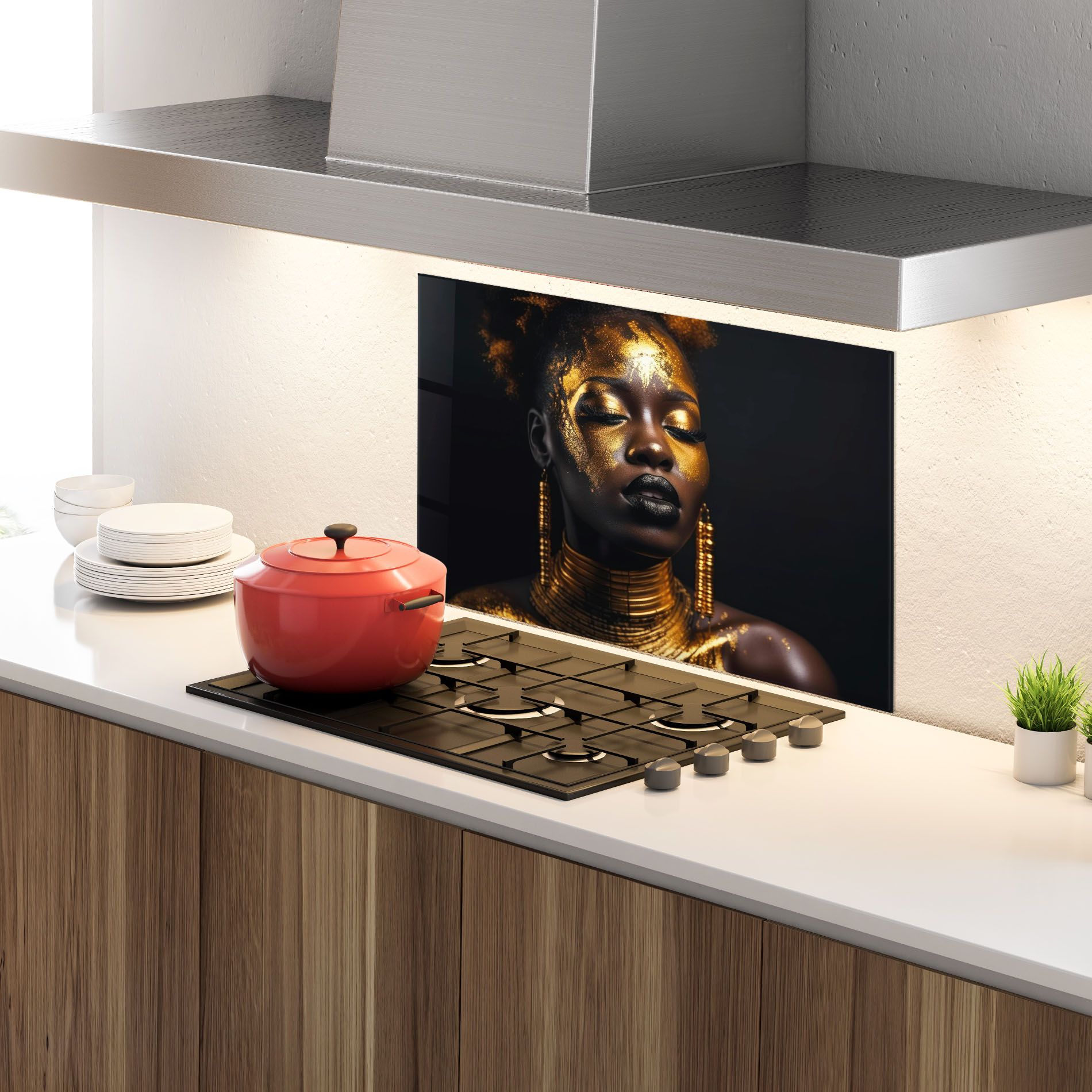 Gold Makeup Black Lips mockup 4