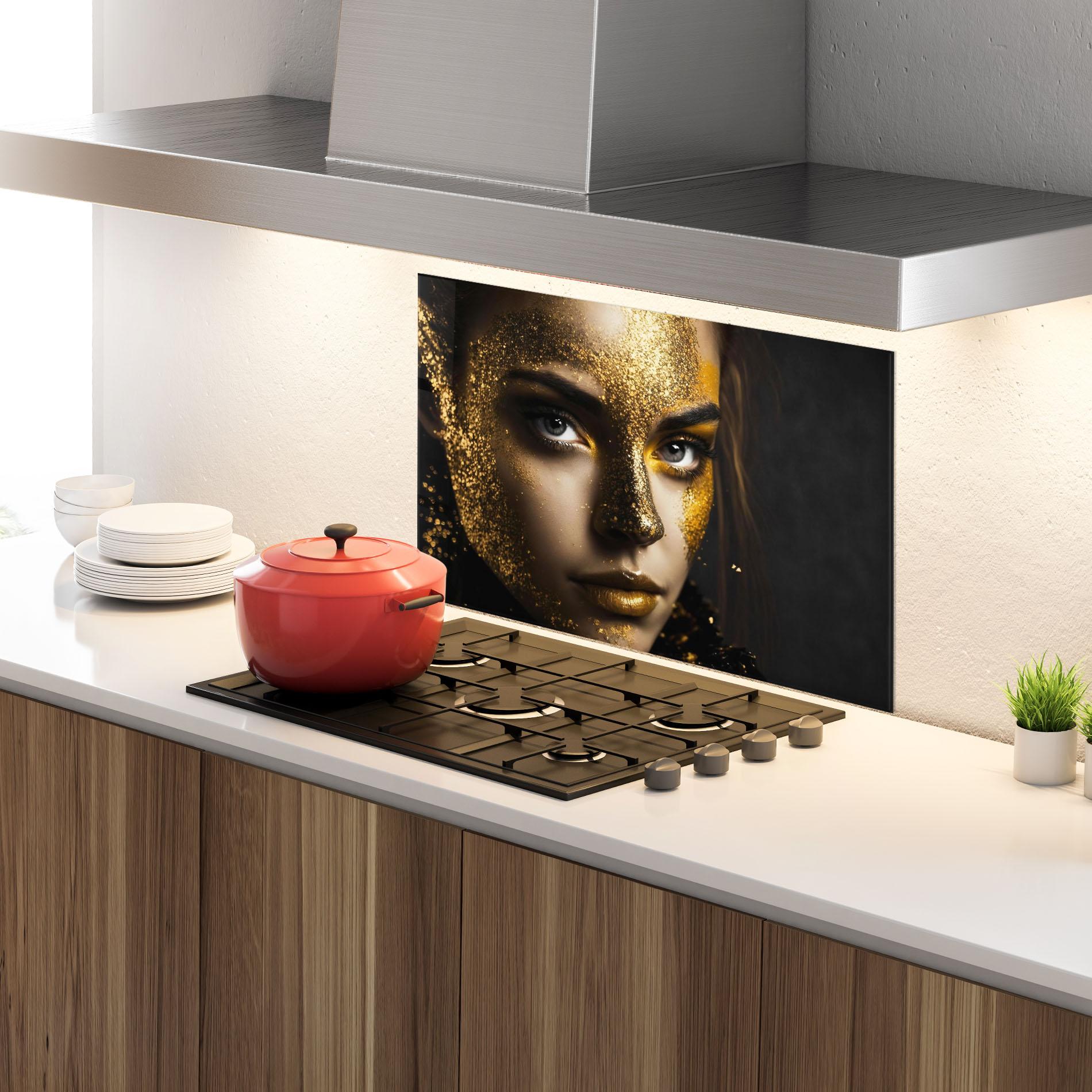 Стъклен панел за кухня Grey Cat Eye Makeup mockup 4