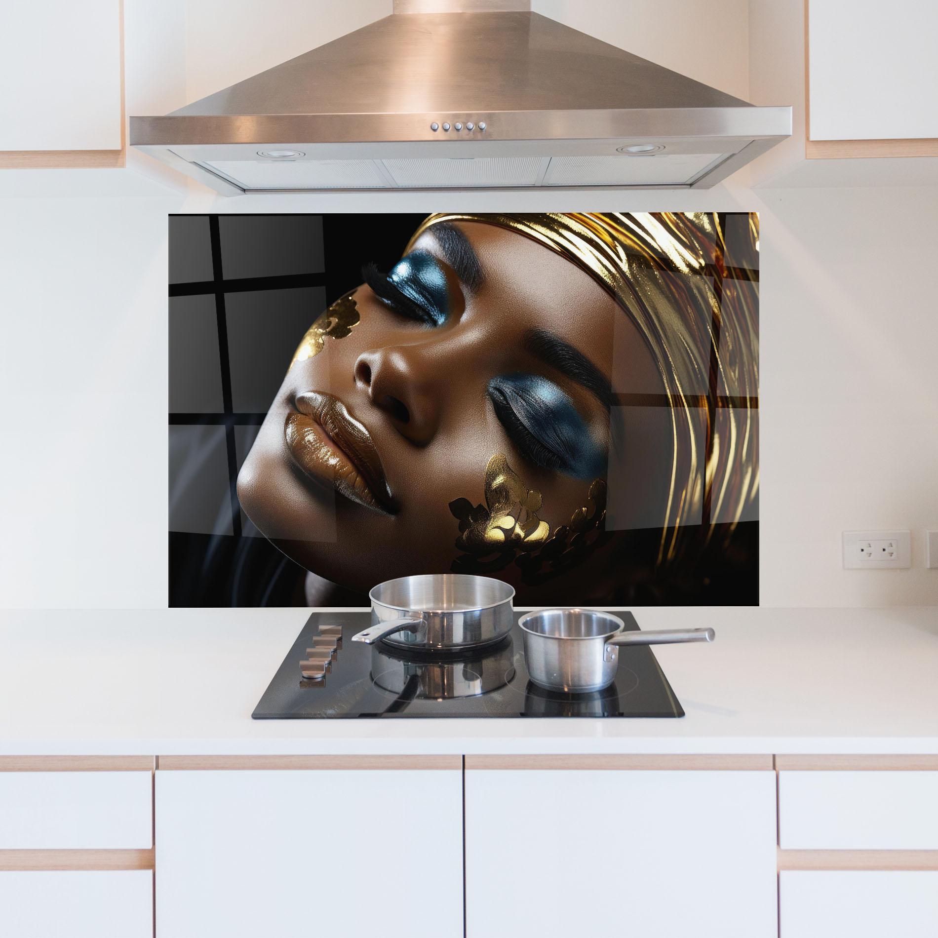 Стъклен панел за кухня Dark Blue Makeup mockup 5