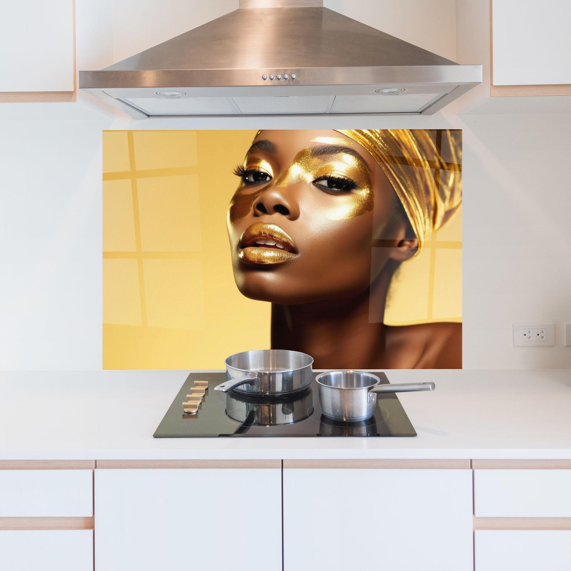 Стъклен панел за кухня Gold Headdress mockup 5