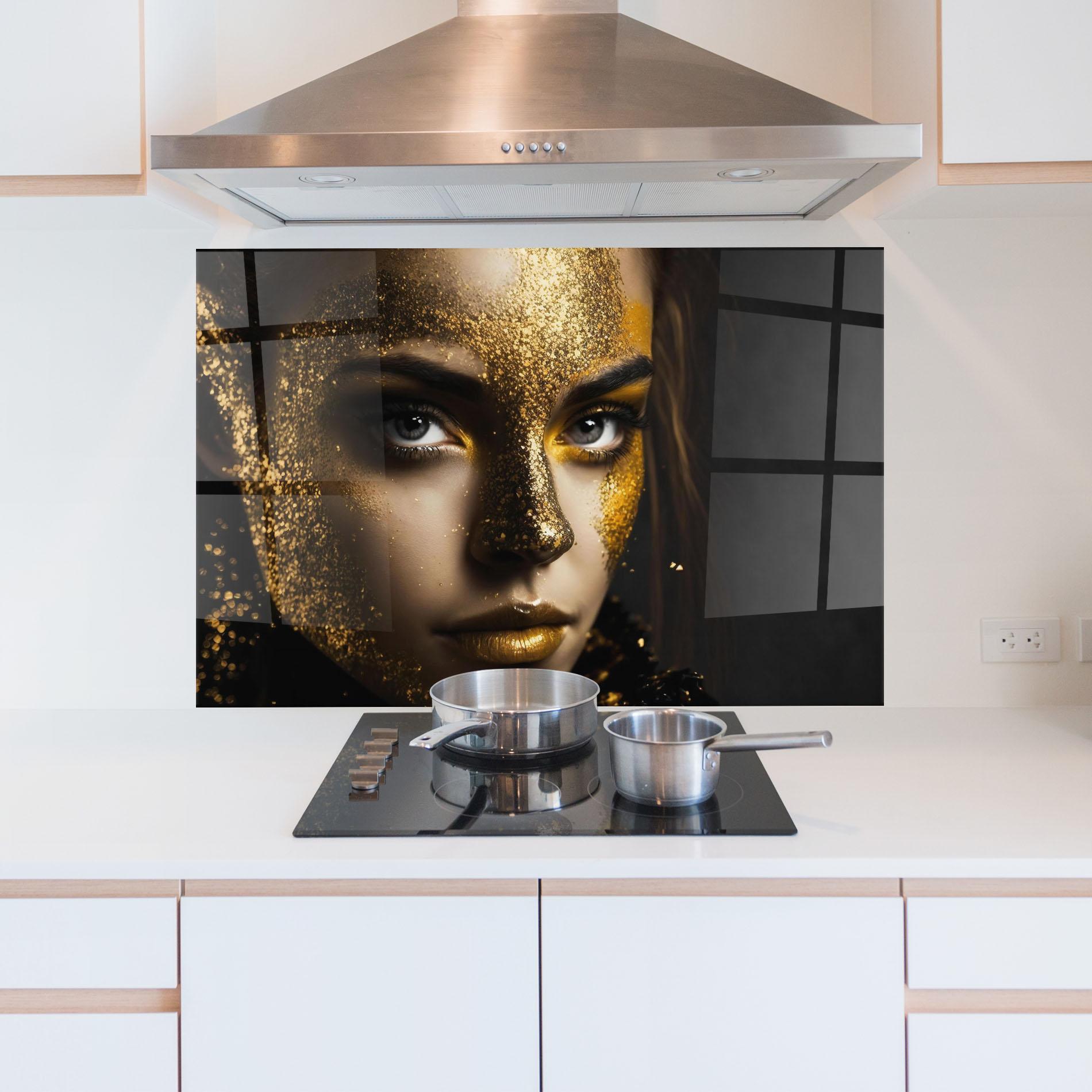 Стъклен панел за кухня Grey Cat Eye Makeup mockup 5