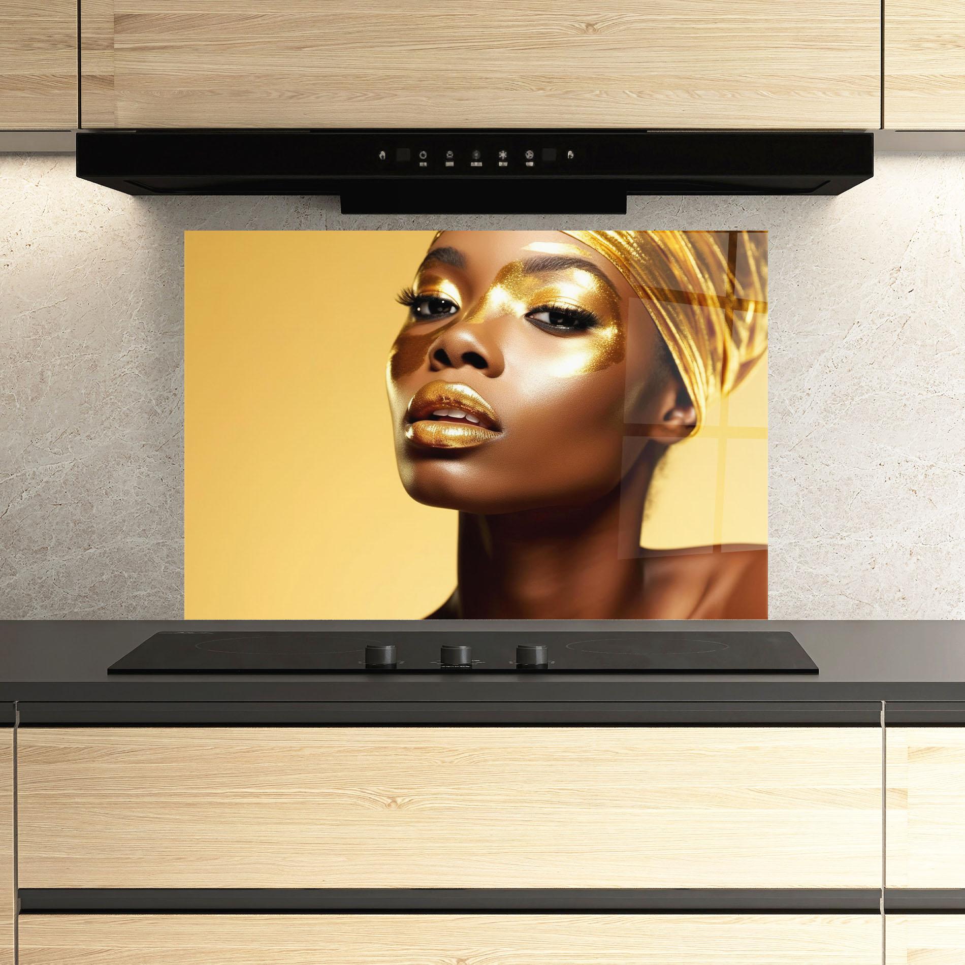 Стъклен панел за кухня Gold Headdress mockup 3