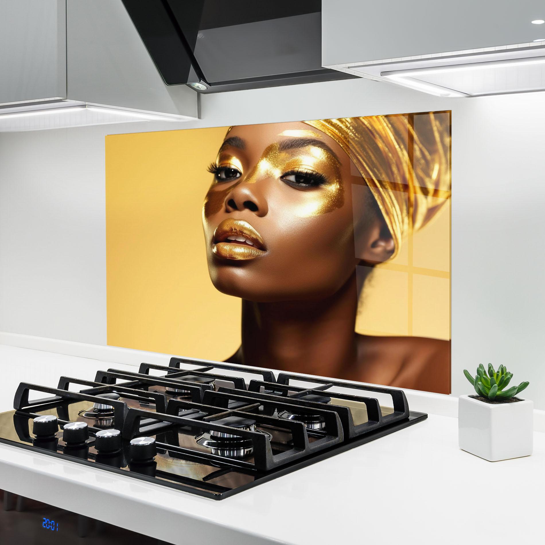 Стъклен панел за кухня Gold Headdress mockup 6