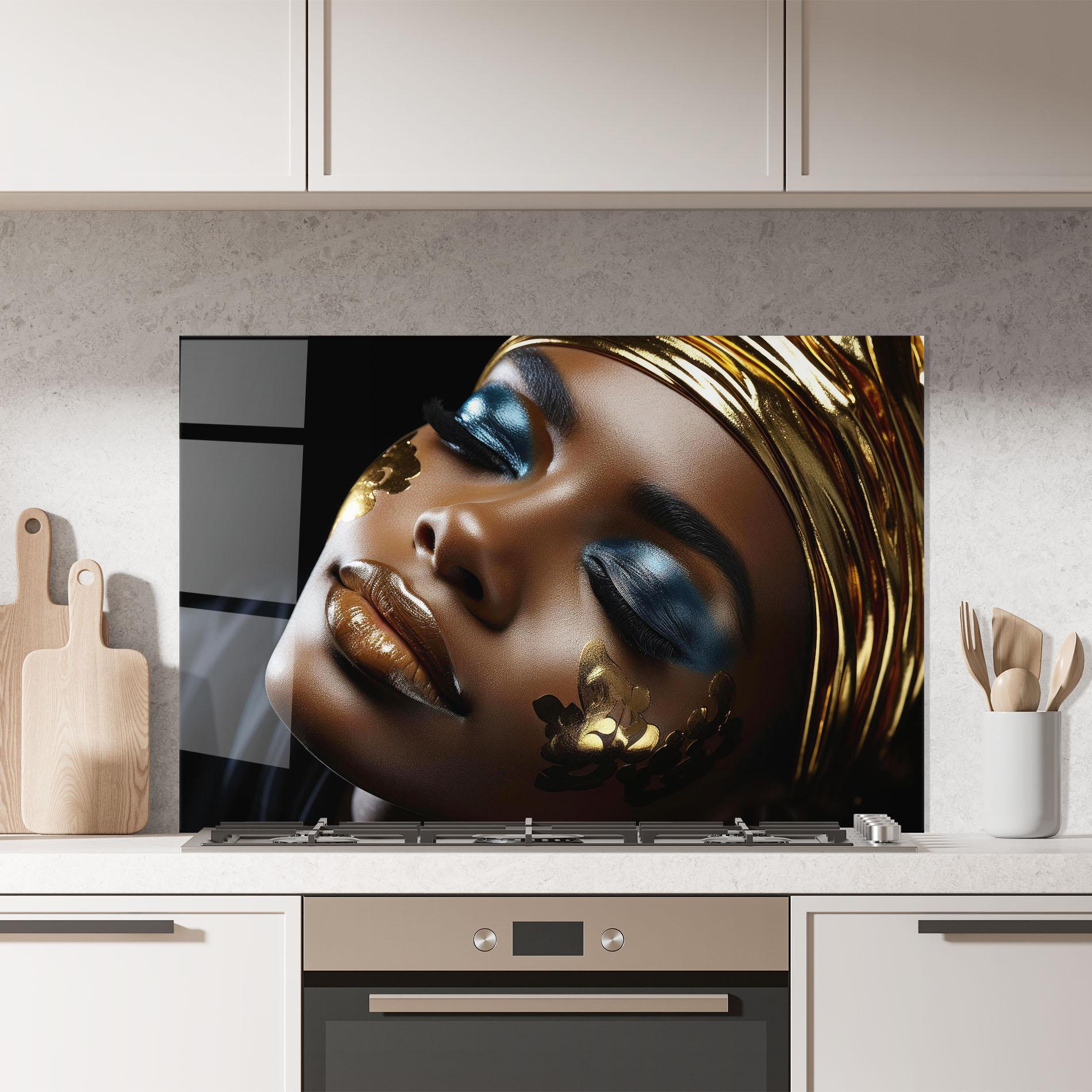 Стъклен панел за кухня Dark Blue Makeup mockup 7