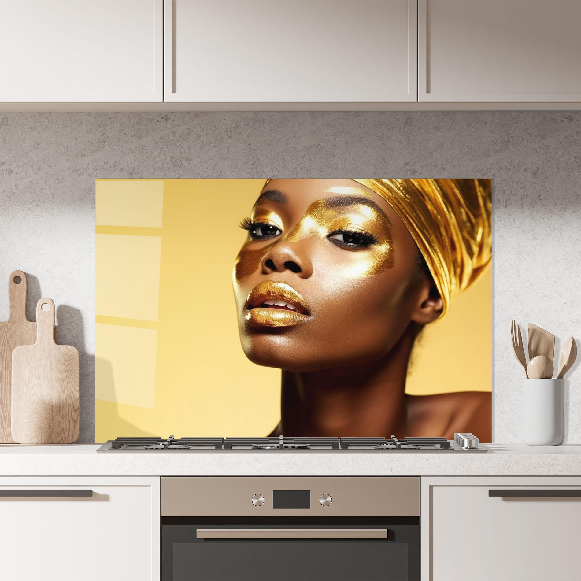 Стъклен панел за кухня Gold Headdress mockup 7