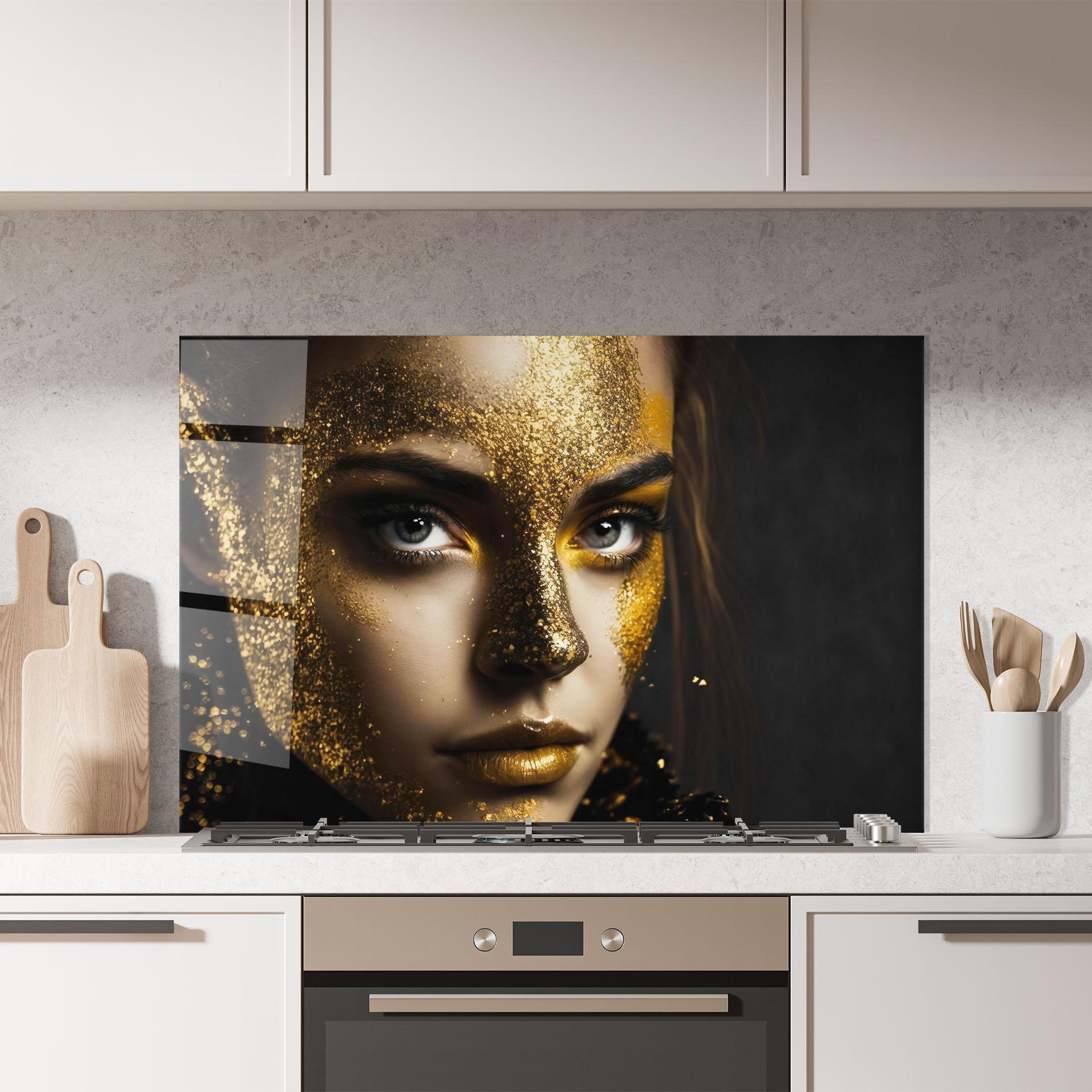 Стъклен панел за кухня Grey Cat Eye Makeup mockup 7