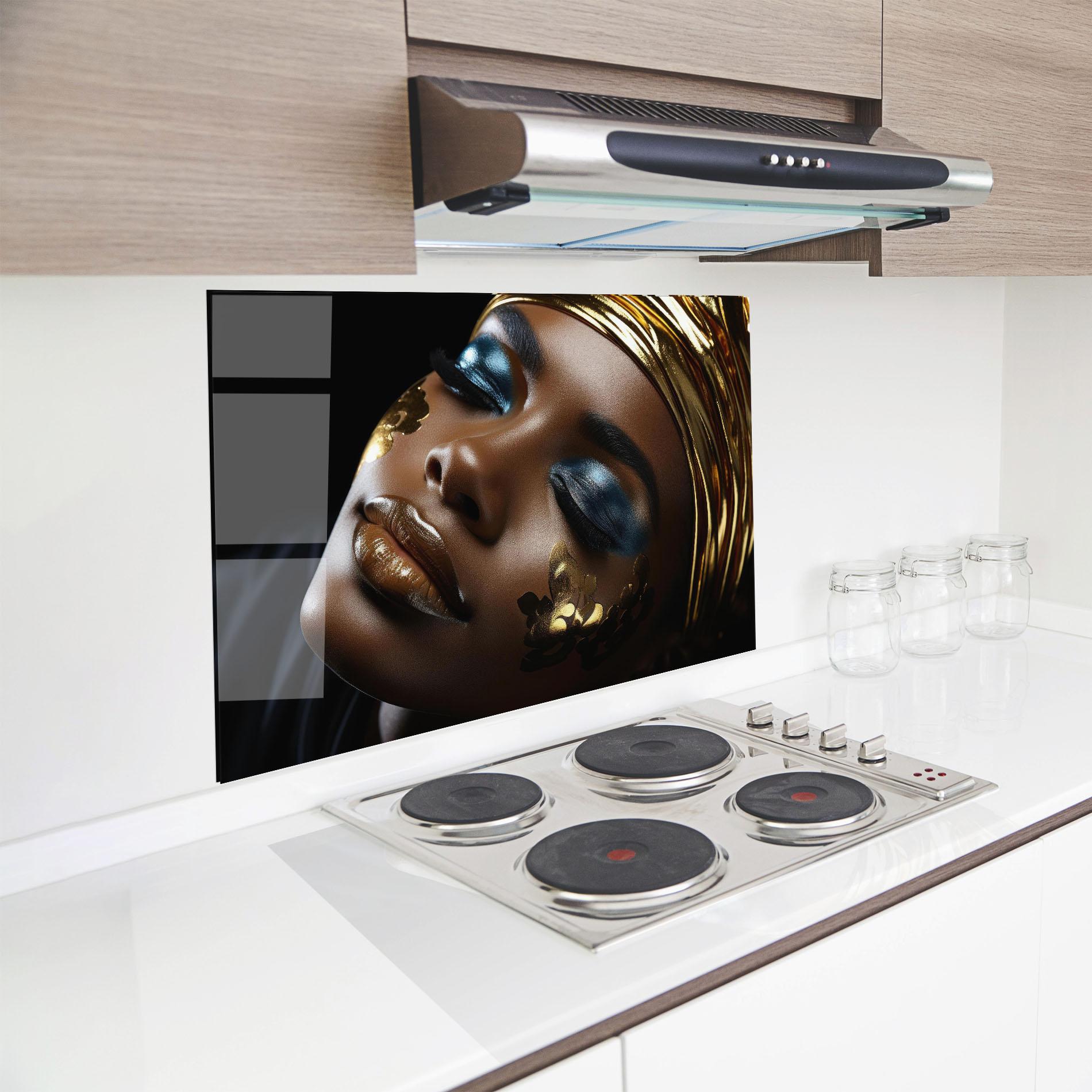 Стъклен панел за кухня Dark Blue Makeup mockup 8