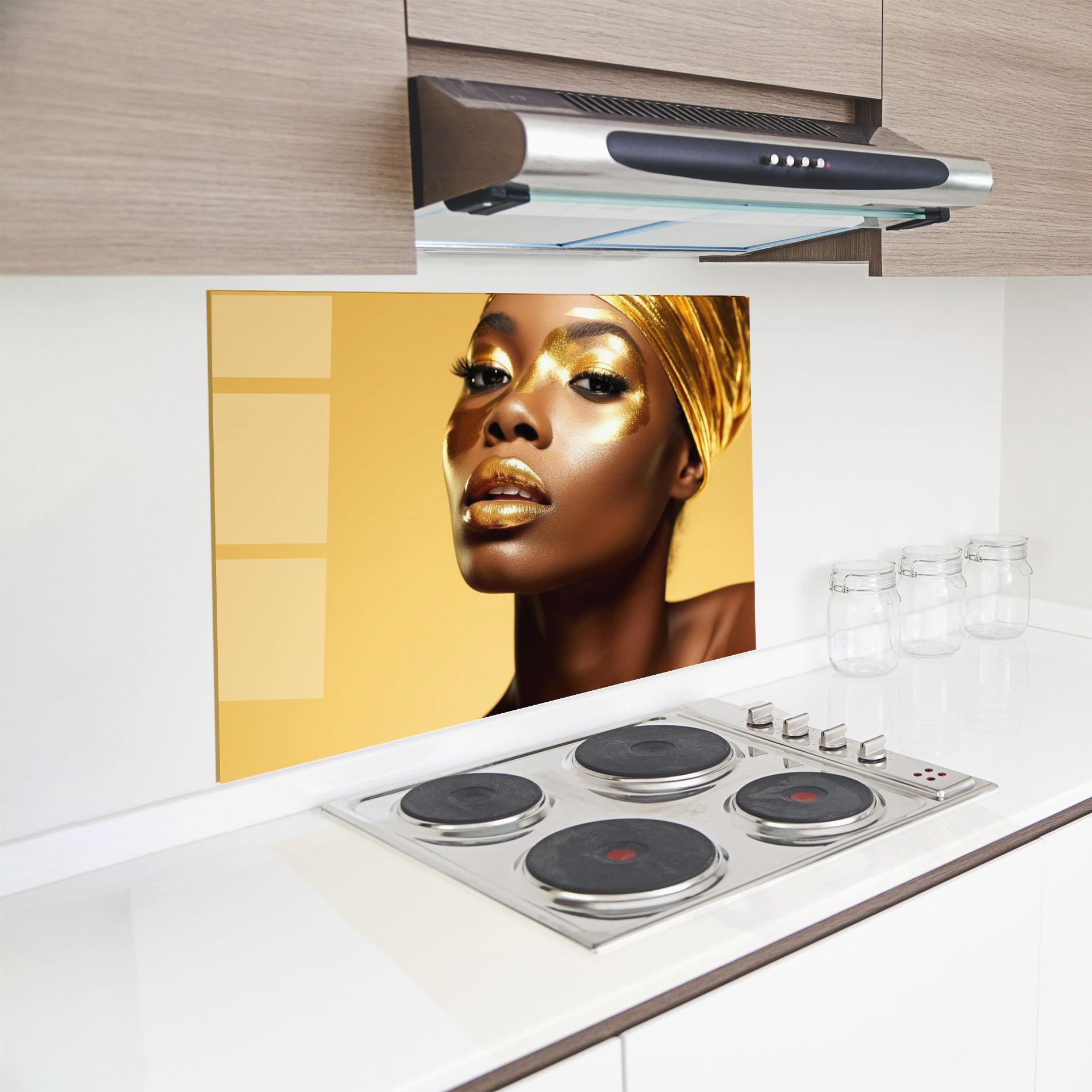 Стъклен панел за кухня Gold Headdress mockup 8