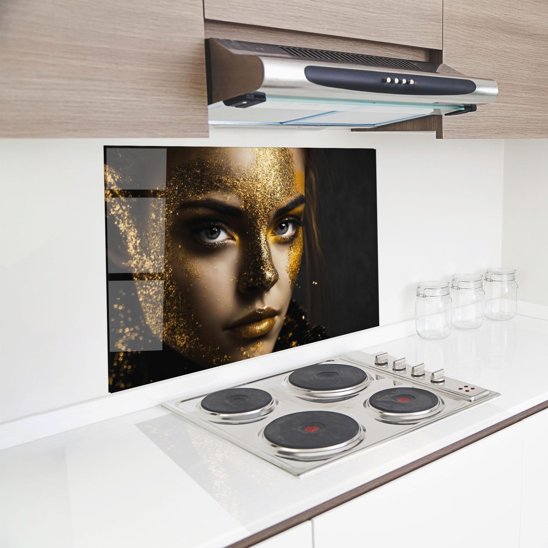 Стъклен панел за кухня Grey Cat Eye Makeup mockup 8