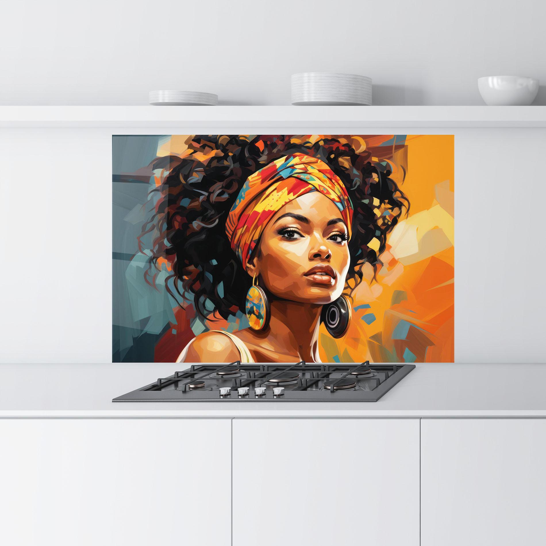 Стъклен панел за кухня Colorful Ethic Portrait mockup 9