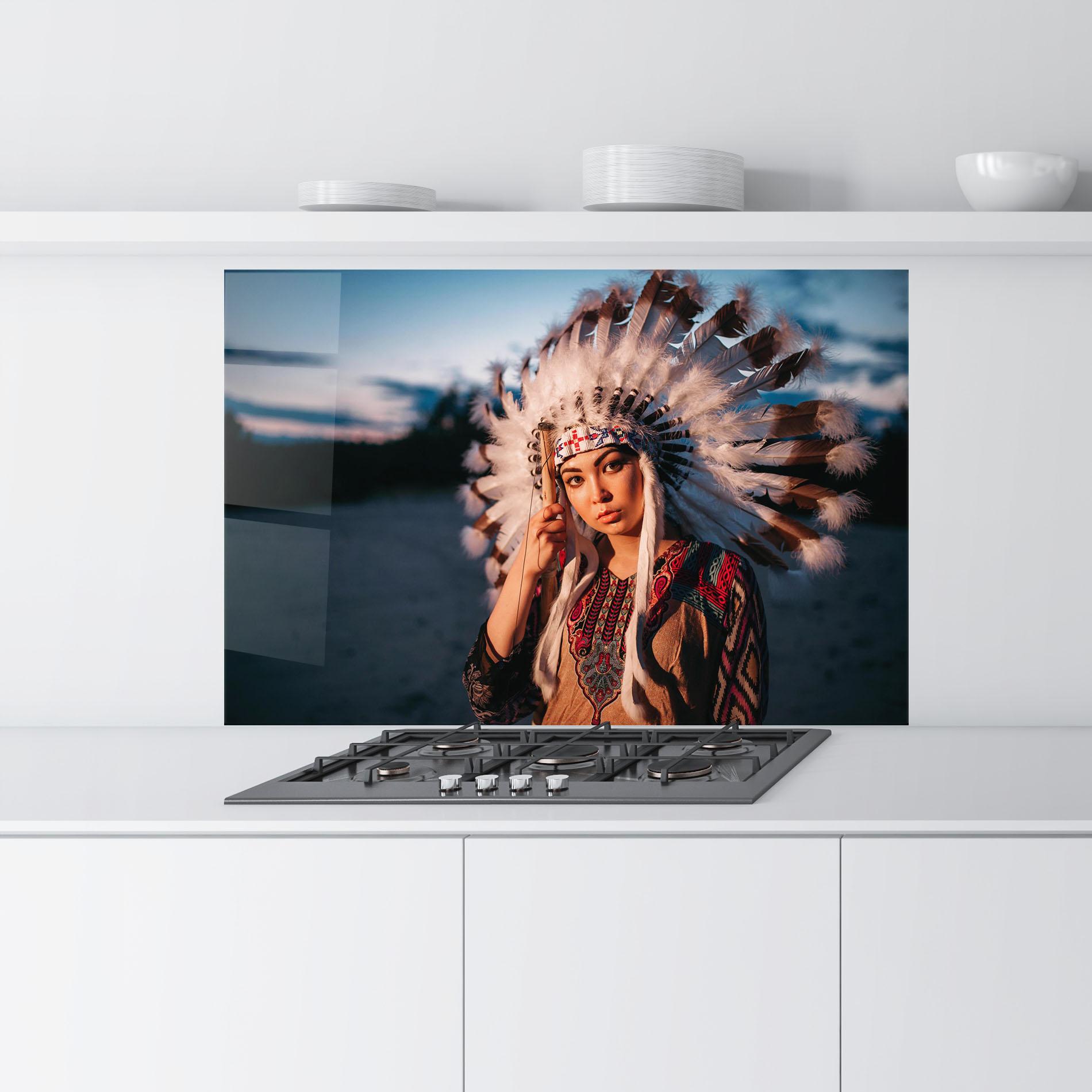 Стъклен панел за кухня Indian Woman Sunset mockup 9