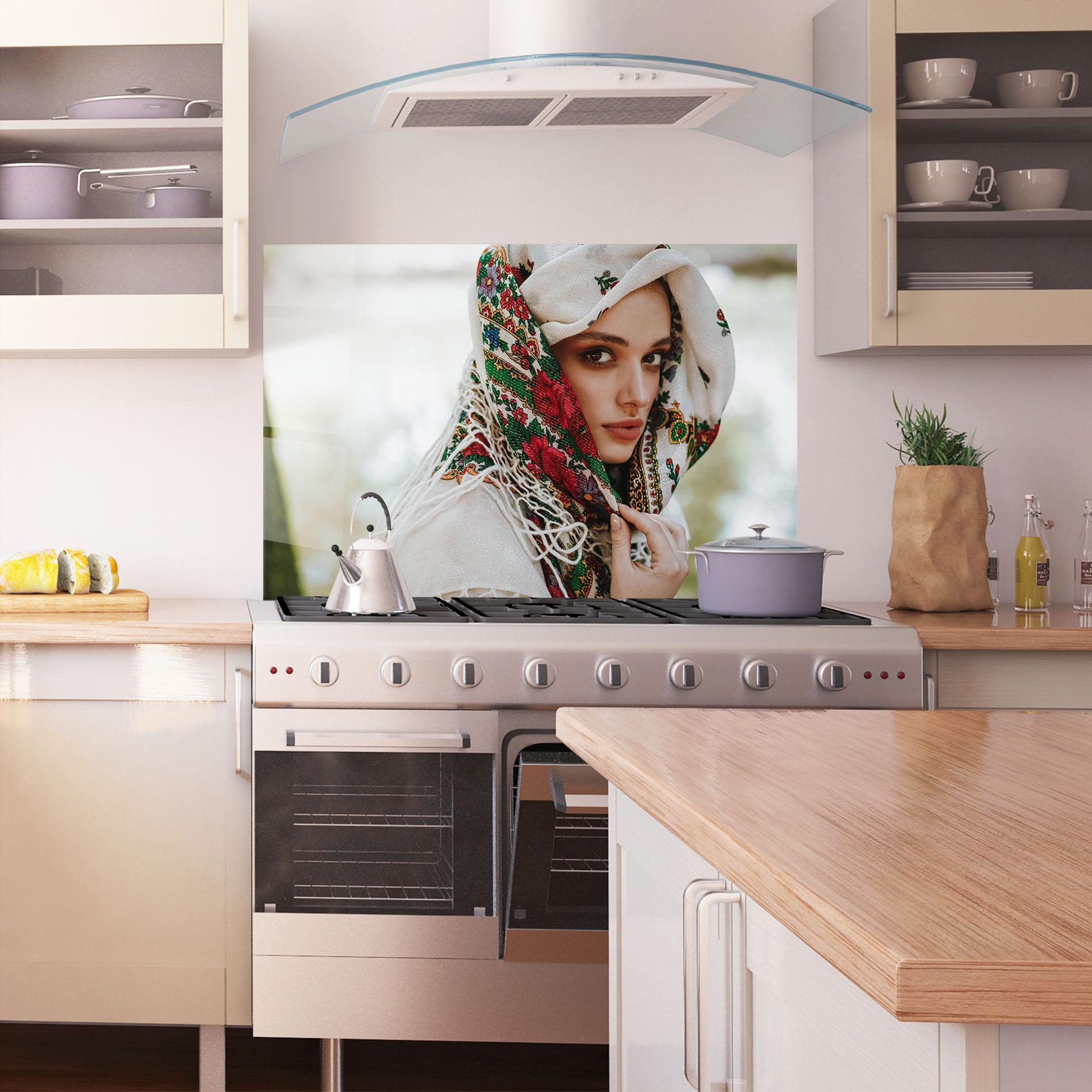 Стъклен панел за кухня Ukrainian Embroidered Dress mockup 1