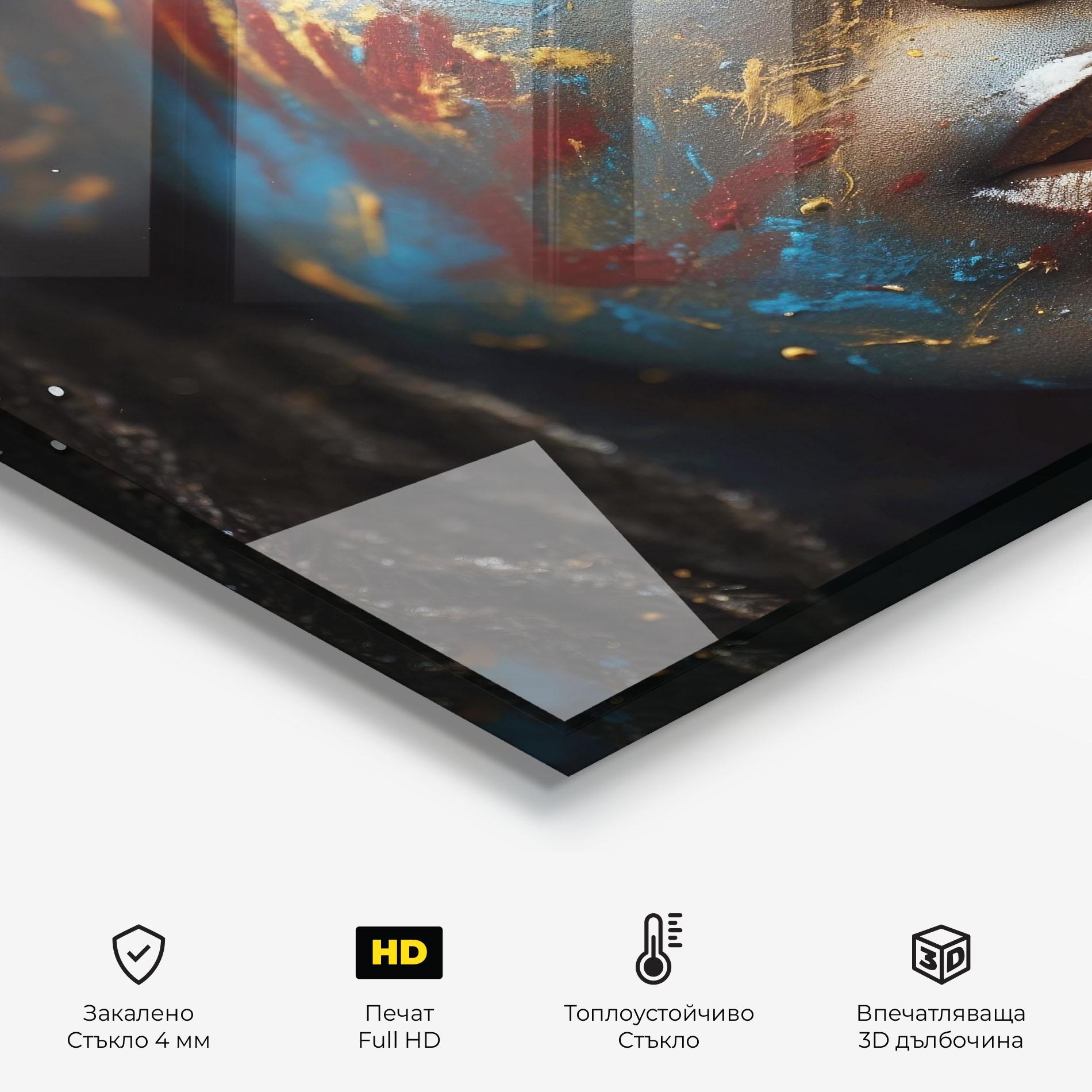 Стъклен панел за кухня Blue Paint Woman mockup 2