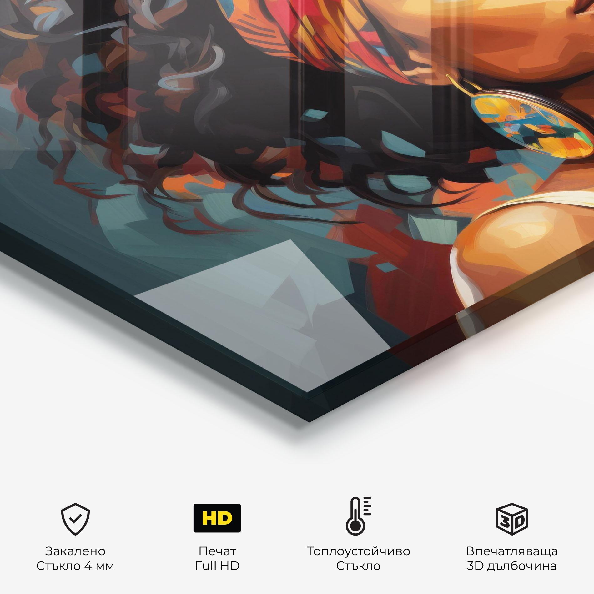 Стъклен панел за кухня Colorful Ethic Portrait mockup 2