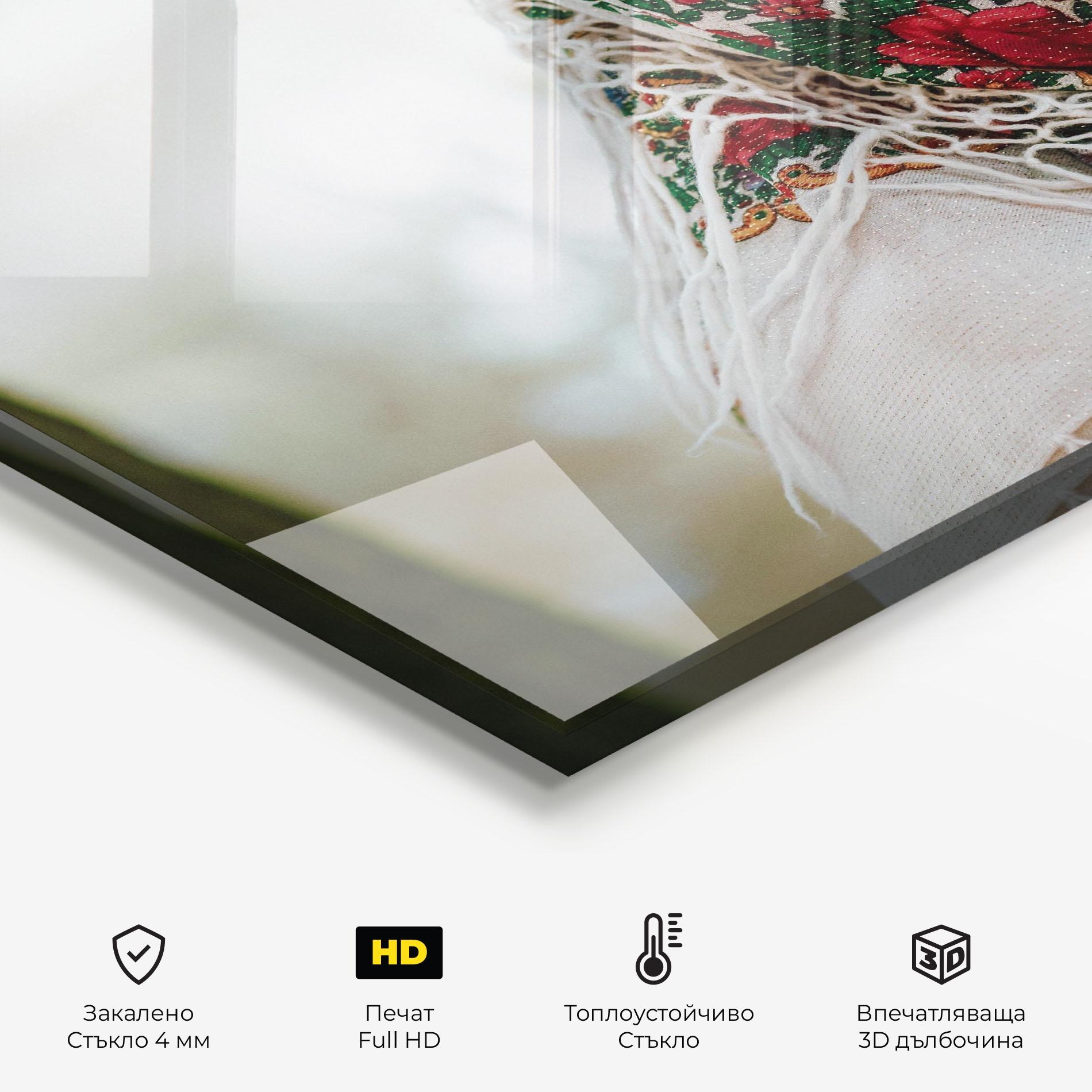 Стъклен панел за кухня Ukrainian Embroidered Dress mockup 2