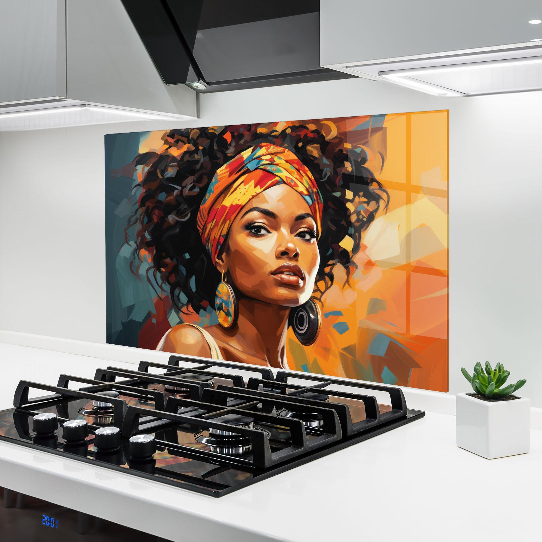 Стъклен панел за кухня Colorful Ethic Portrait mockup 6