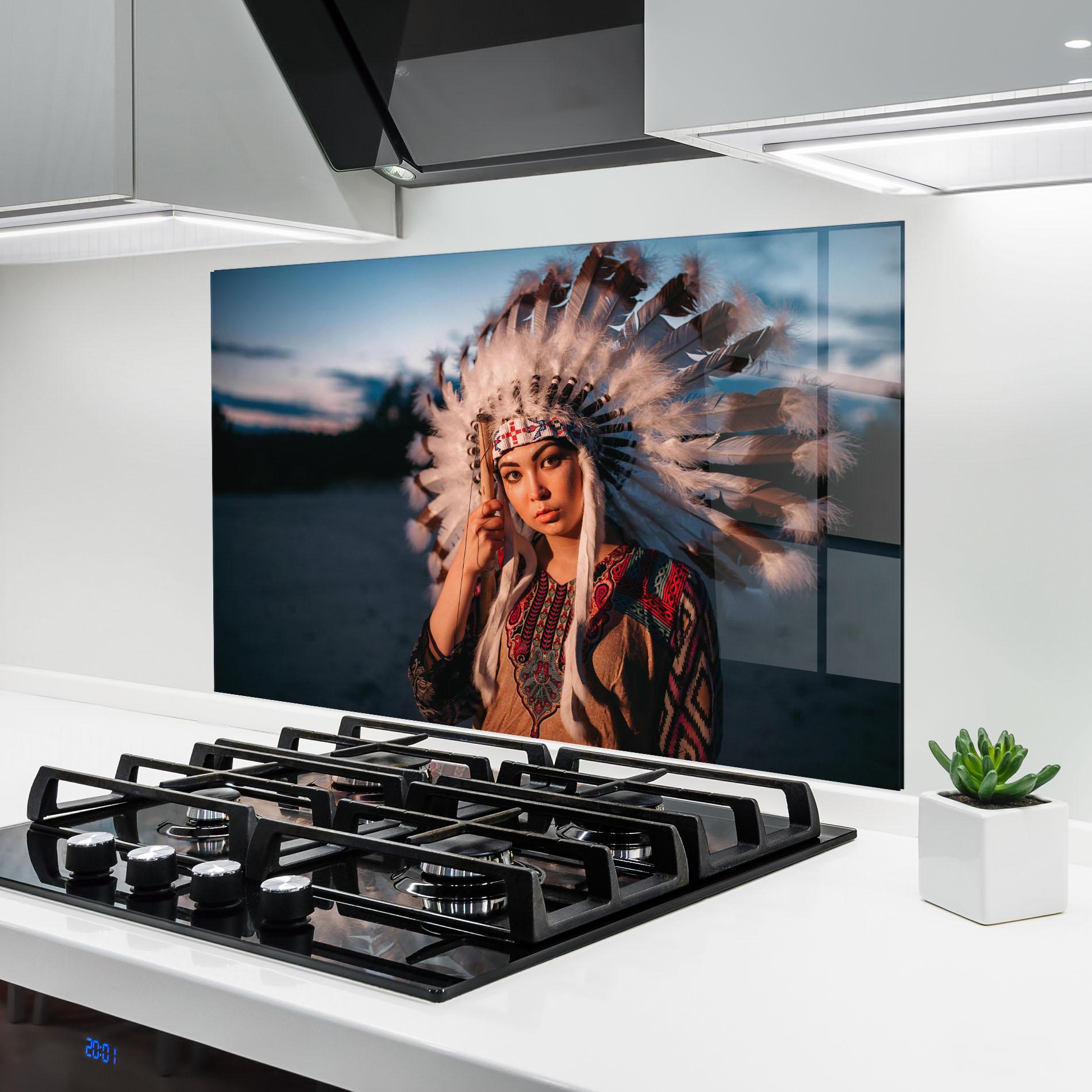 Стъклен панел за кухня Indian Woman Sunset mockup 6