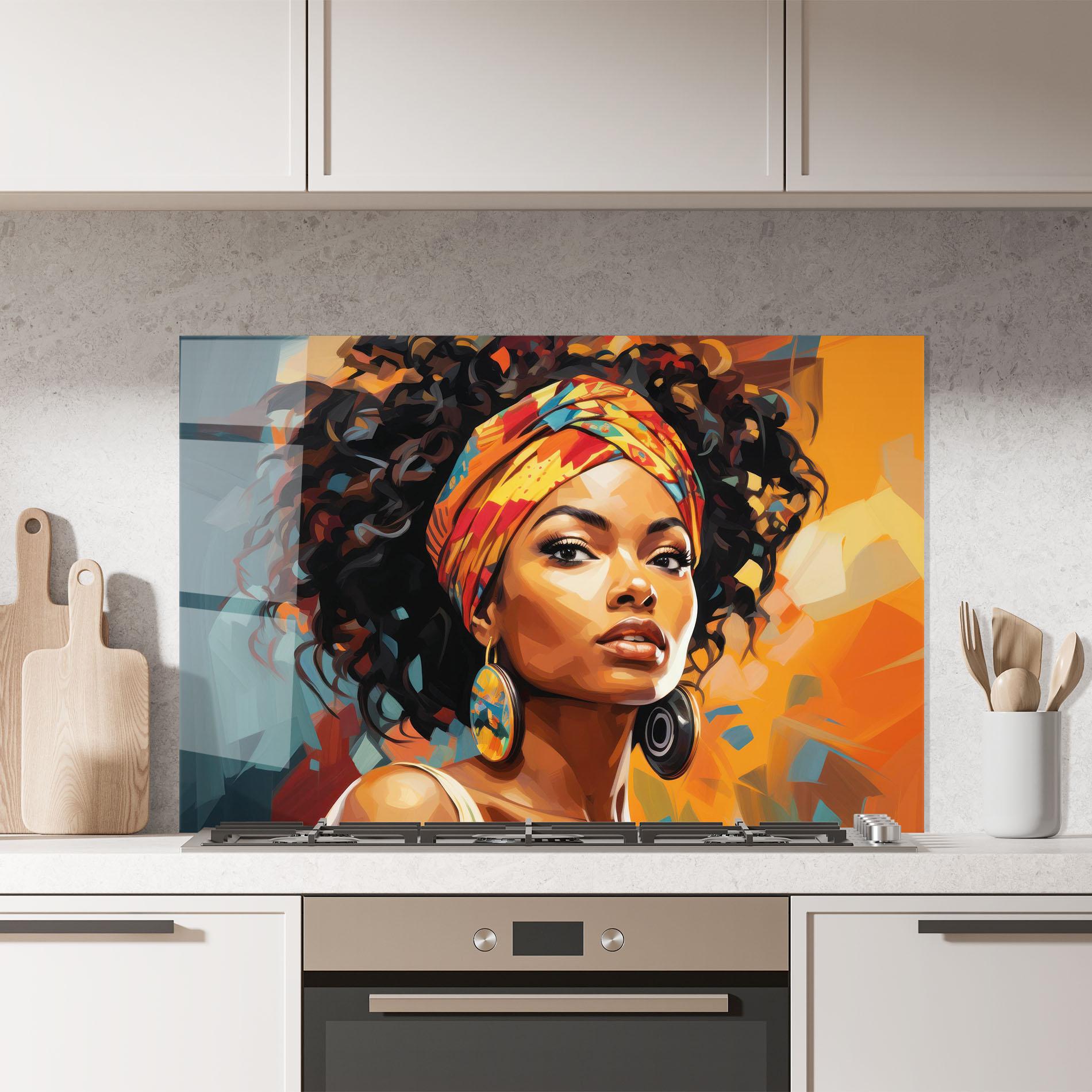 Стъклен панел за кухня Colorful Ethic Portrait mockup 7